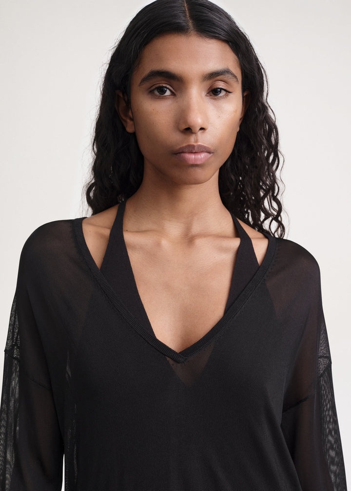 Semi-sheer viscose knit black - 5