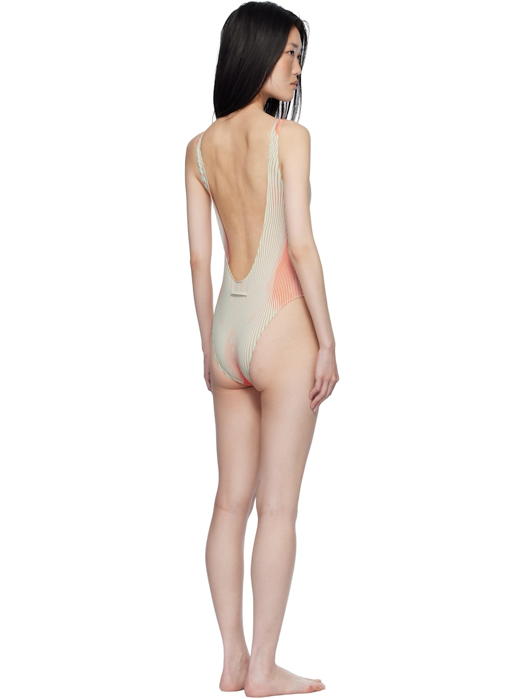 Green & Orange 'The Pinstripe Body Morphing' Swimsuit - 3