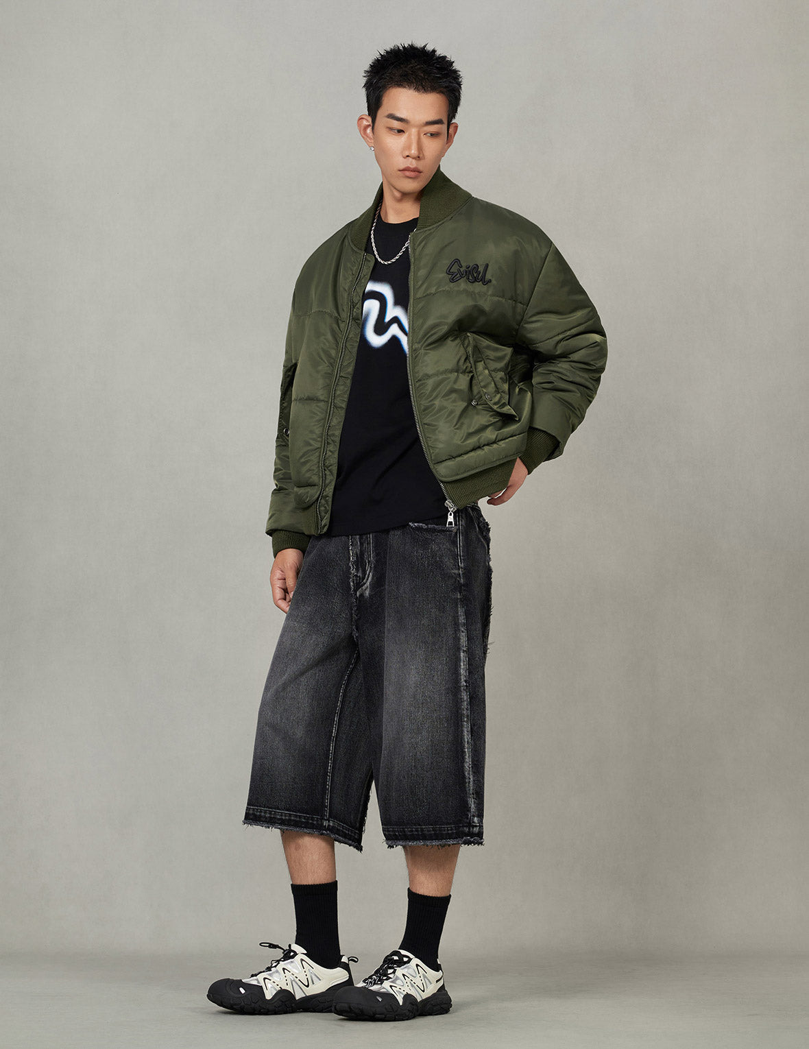 Logo Embroidery Fashion Fit Bomber Jacket - 7