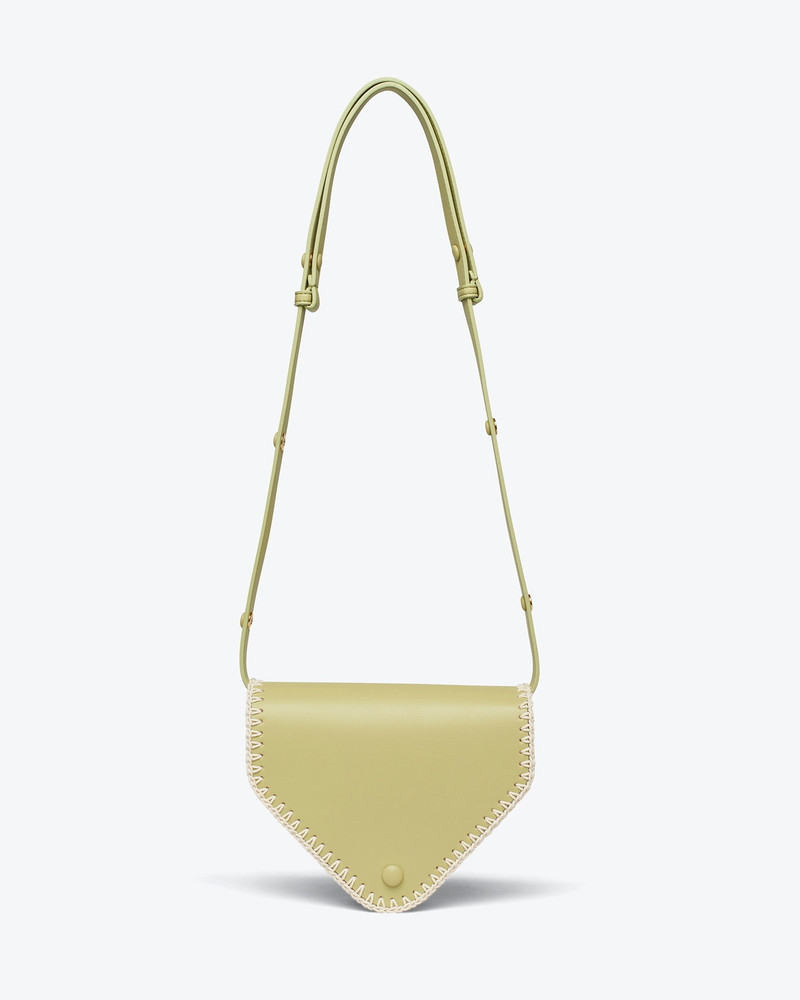 THE TRIANGLE BAG MINI - Patent alt-nappa shoulder bag - Lime/creme 1