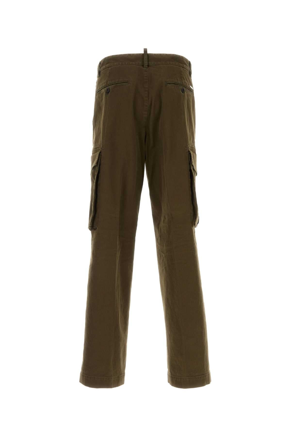Dsquared Men Olive Green Stretch Cotton Loose Cargo Pant - 2