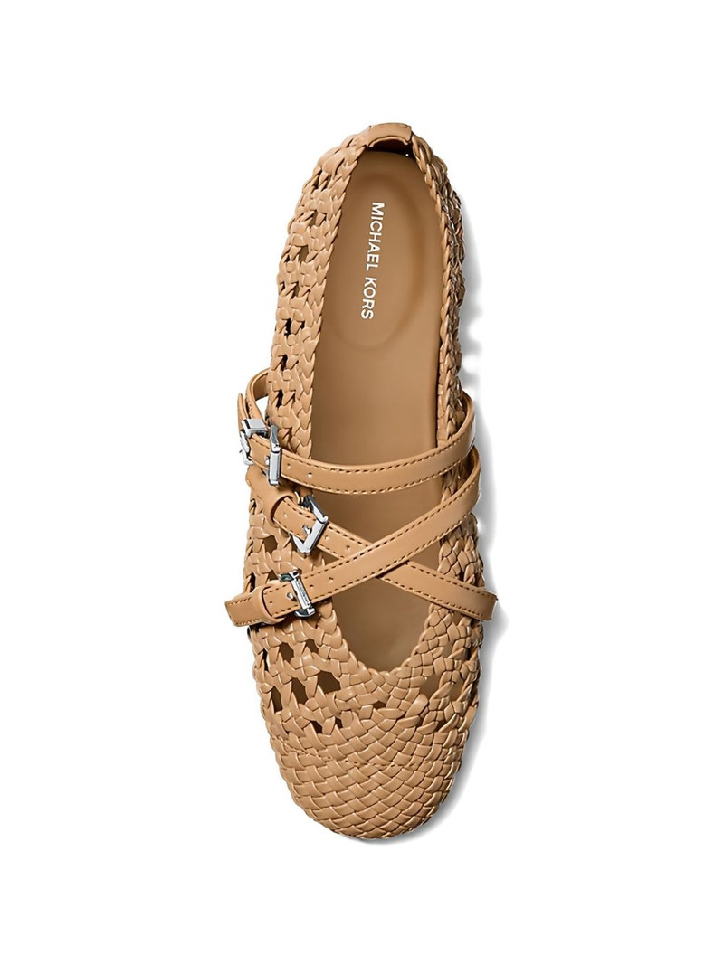 MICHAEL KORS Indy woven buckle-strap ballet flats outlook