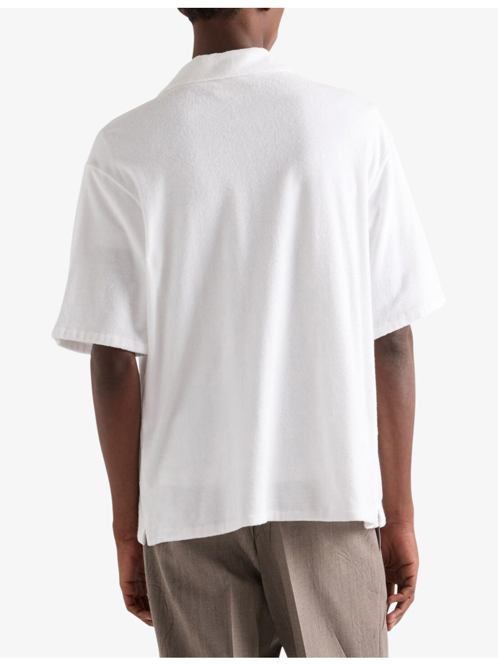 Short-Sleeve Triangle-Plaque Cotton Terry Shirt - 4