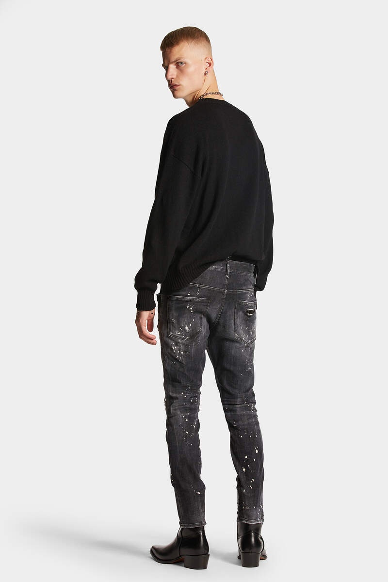BLACK DIAMOND & STUDS WASH SKATER JEANS - 4