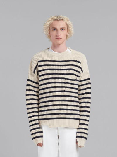 Marni WHITE WOOL AND COTTON STRIPED FISHERMAN JUMPER outlook