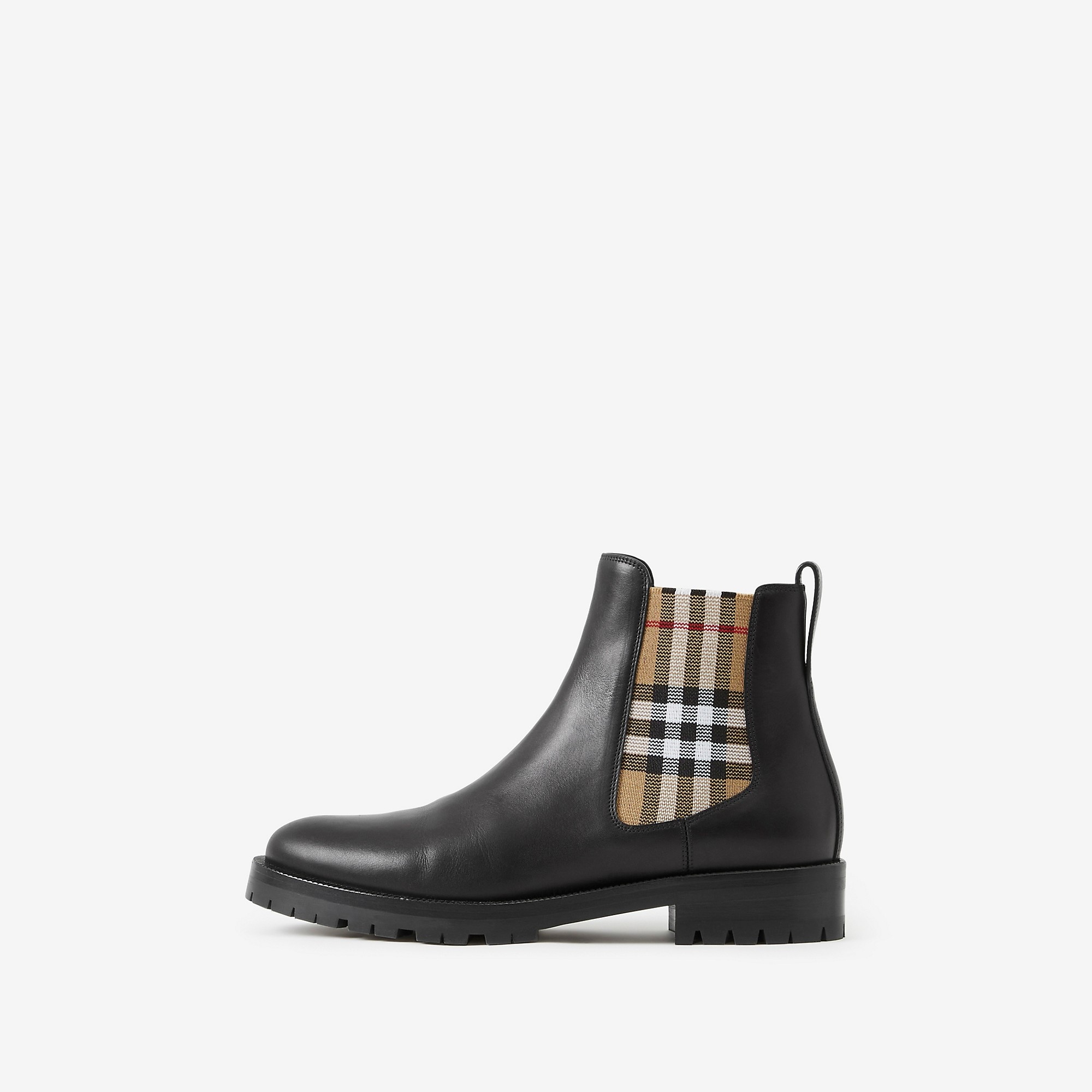 Vintage Check Detail Leather Chelsea Boots - 5