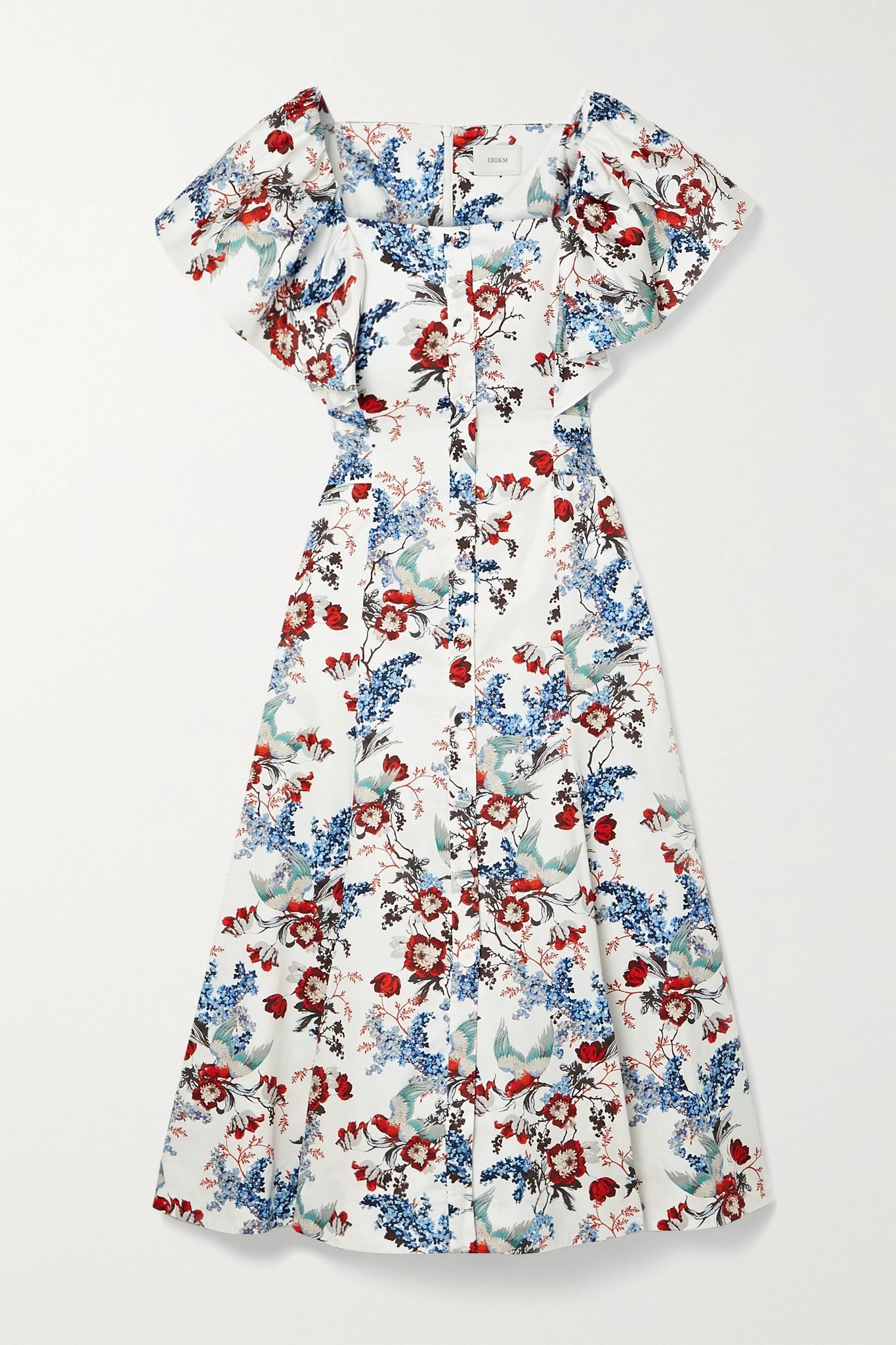 Maudie belted printed cotton-poplin midi dress - 1