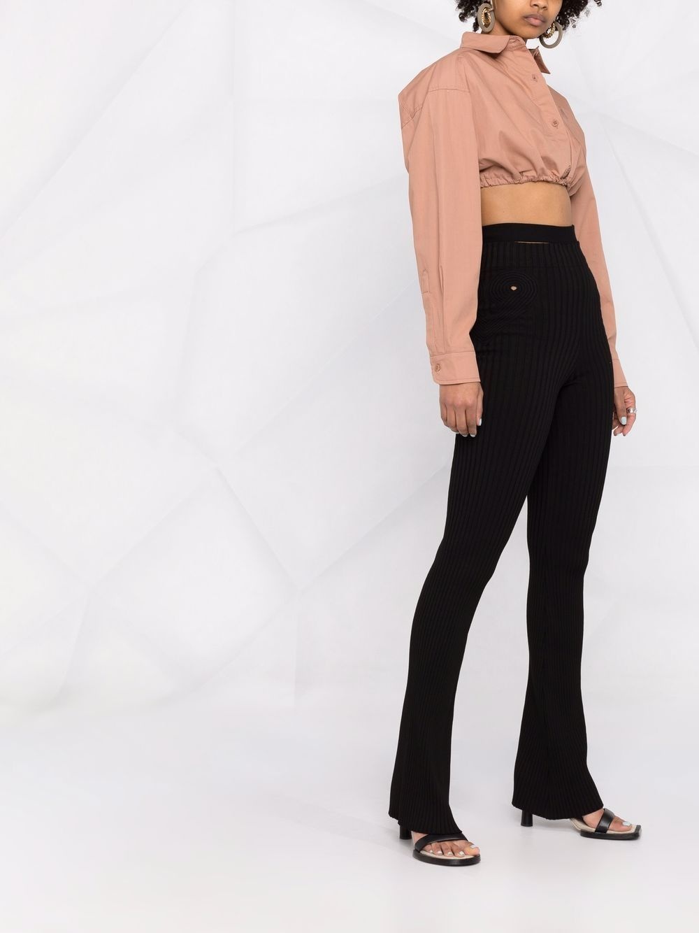 ribbed-knit bootcut trousers - 4