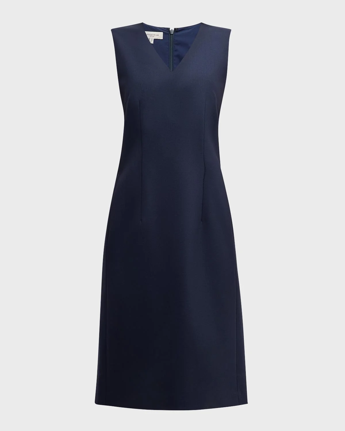 Sleeveless V-Neck Stretch Wool Dress - 1