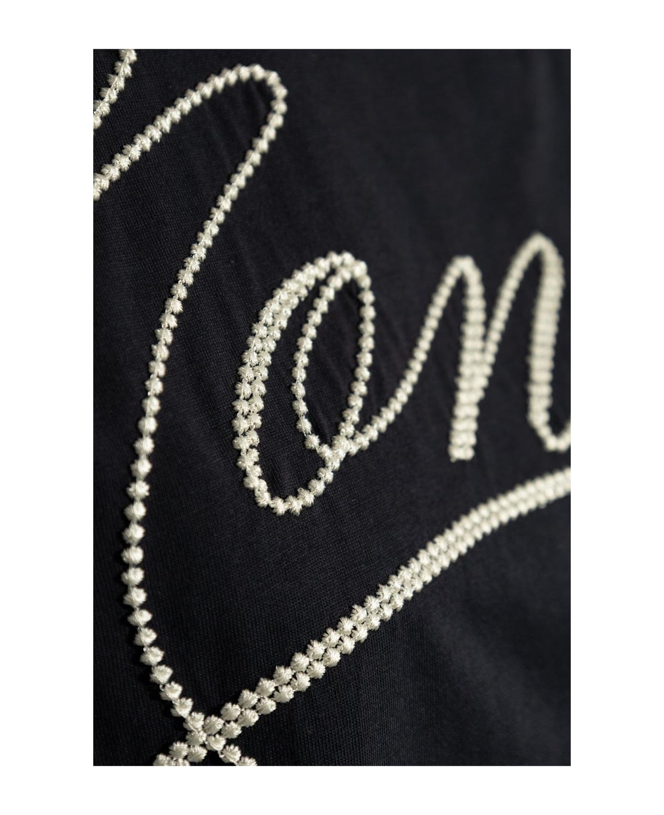 Embroidered Cursive Logo Crewneck T-shirt - 4