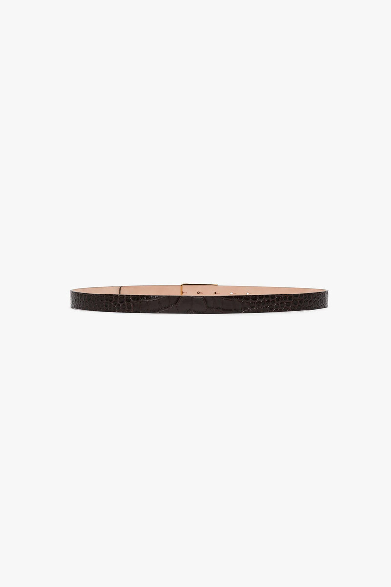 Victoria Beckham Dorian Belt In Espresso Croc Embossed Calf Leather outlook