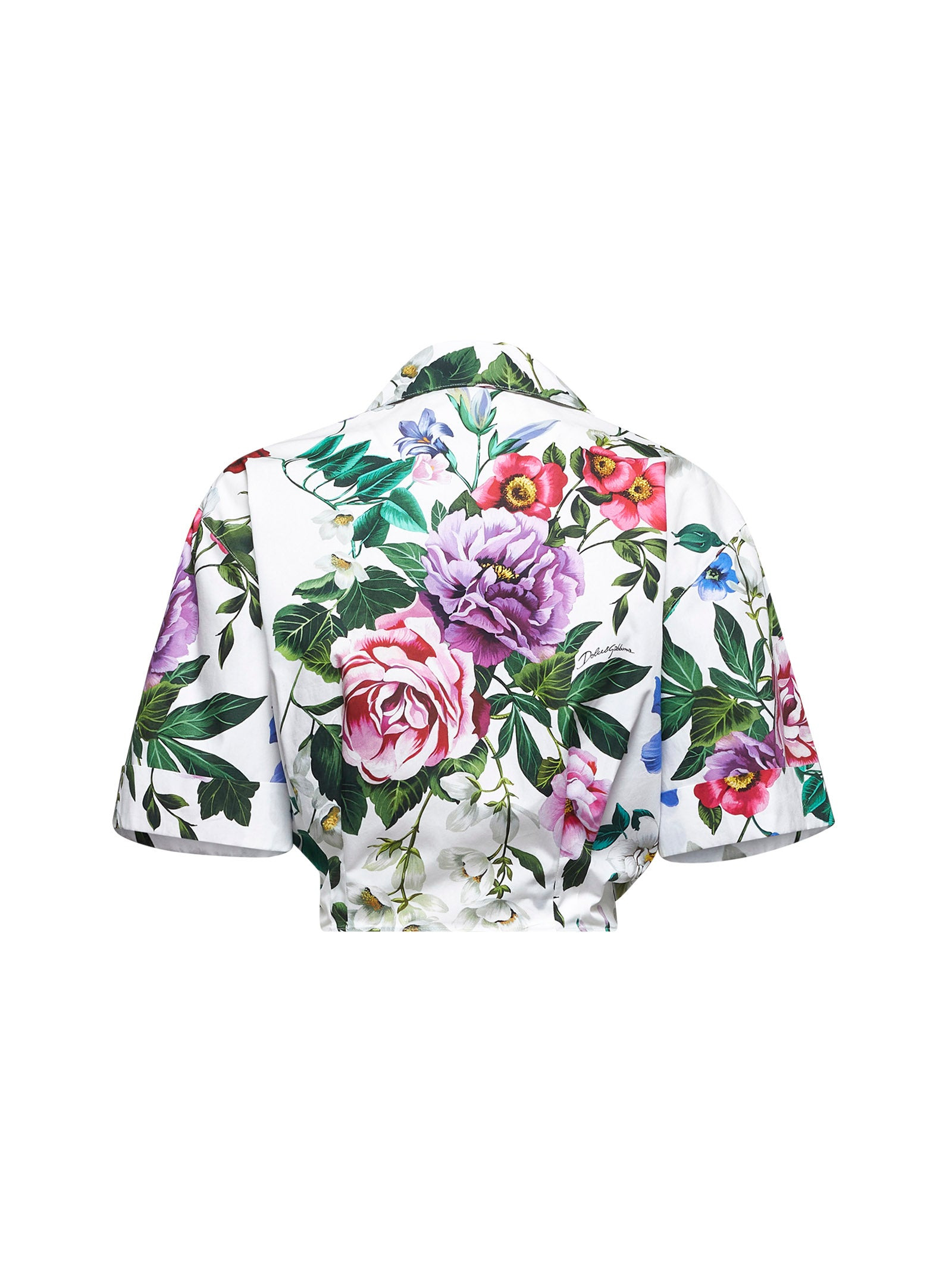 Floral print cotton cropped shirt - 2