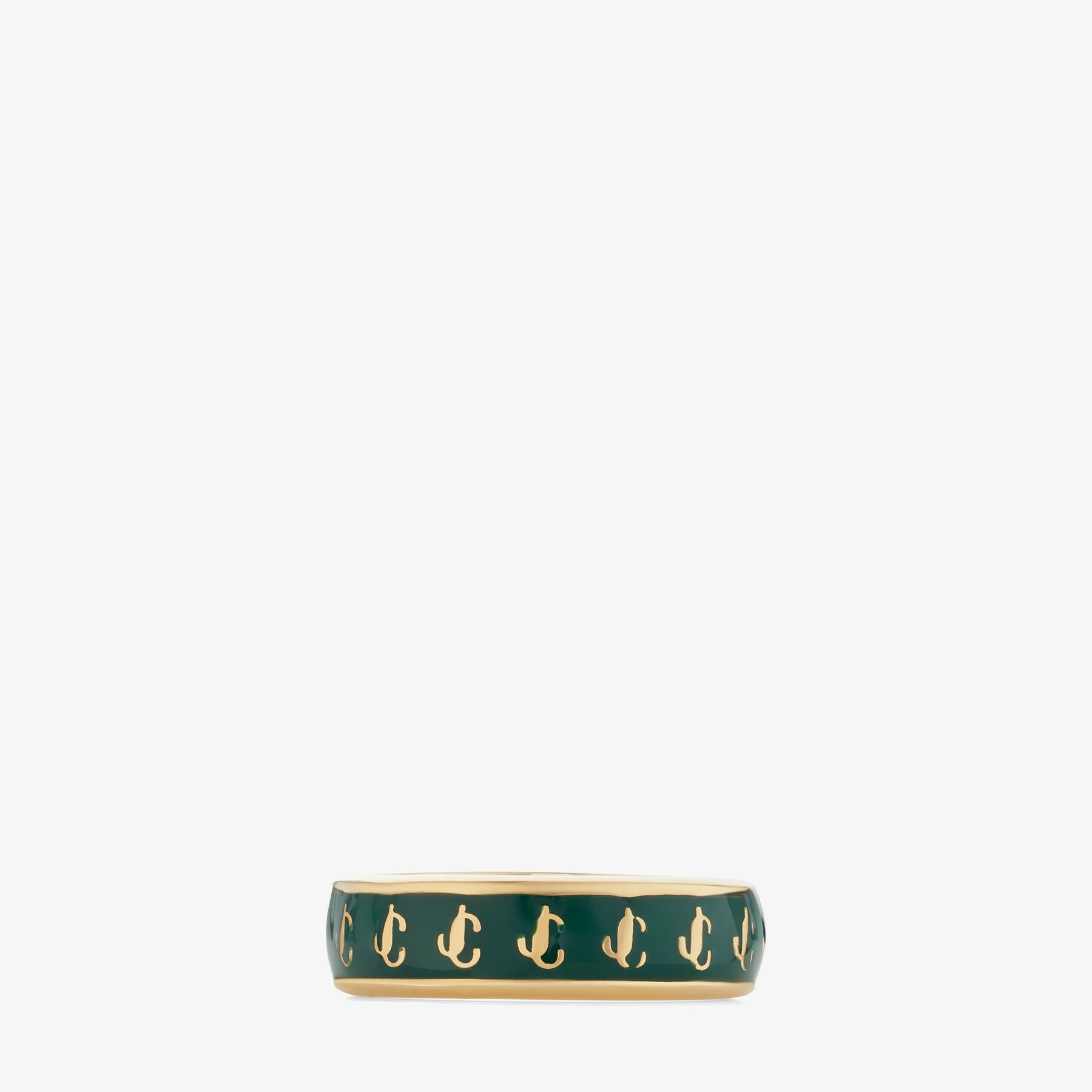 JC Enamel Ring
Gold-Finish Metal and Emerald Enamel JC Ring - 3