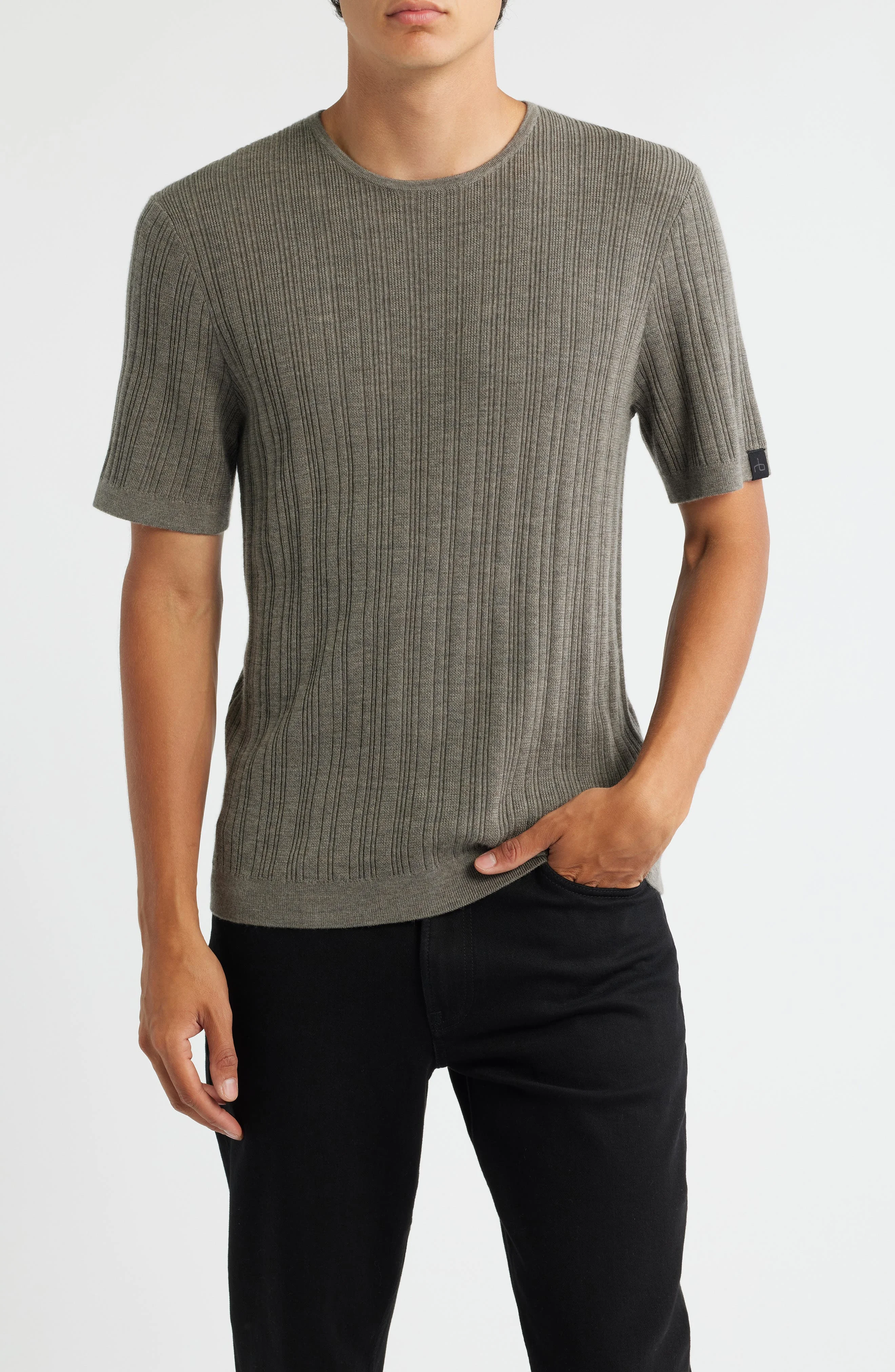 rag & bone Crawford Wool & Cashmere Sweater T-Shirt in Brown at Nordstrom - 1