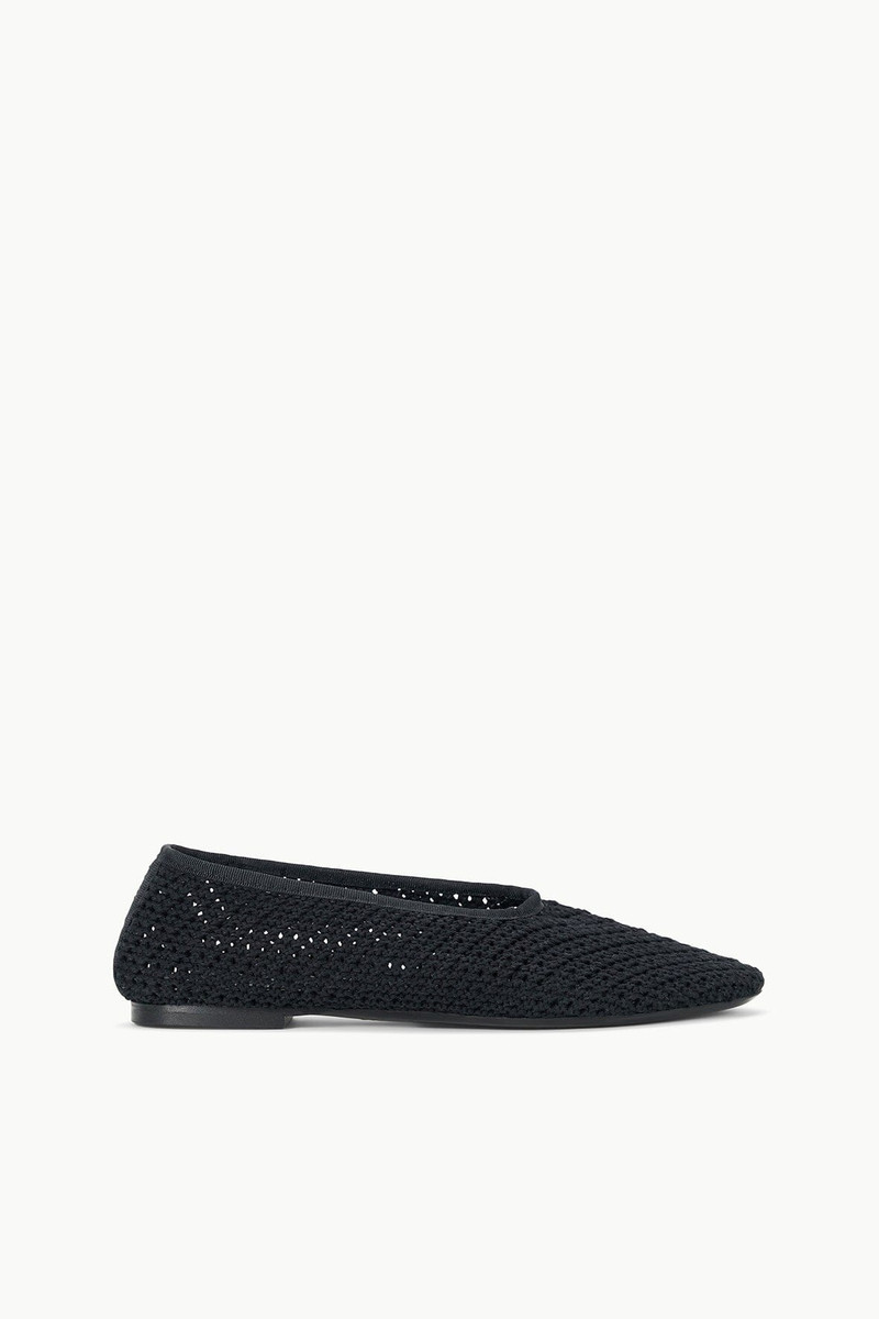 STAUD ALBA BALLET FLAT BLACK CROCHET - 1