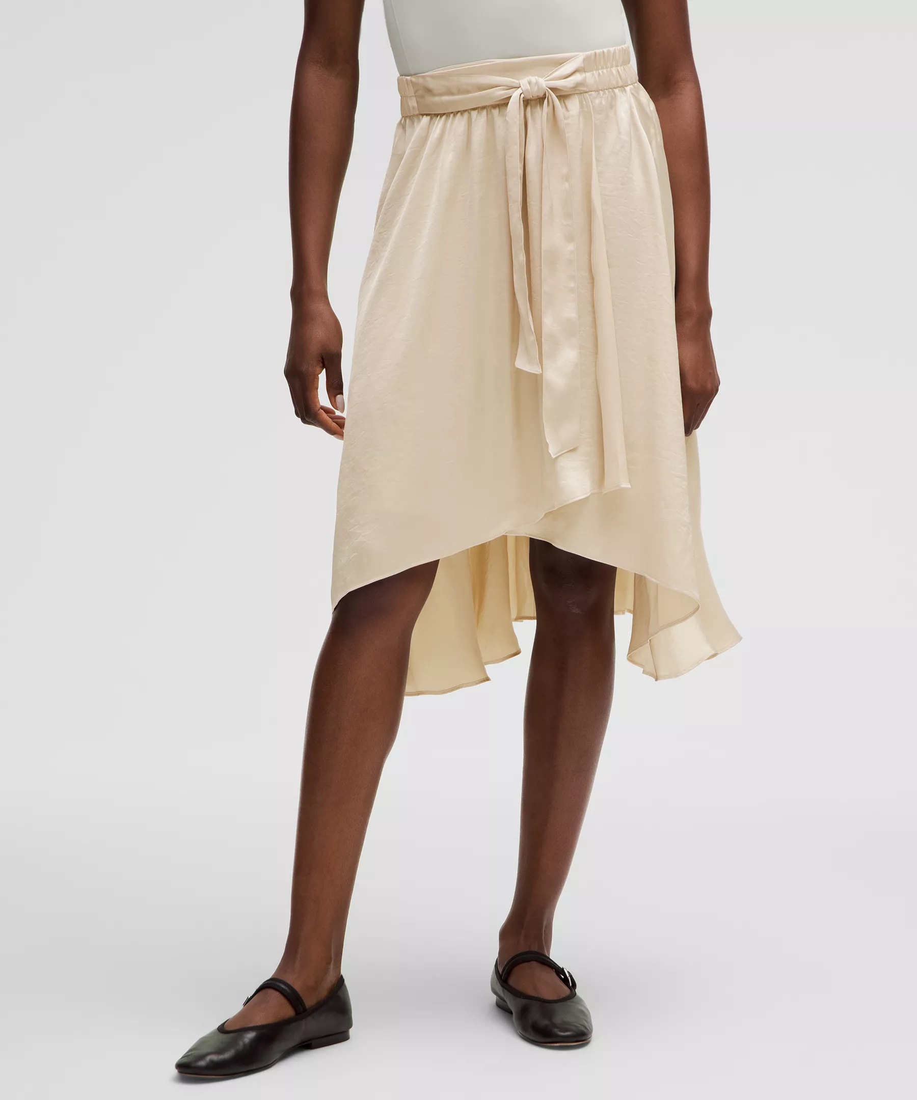 Midi-Length Satin Wrap Skirt - 1