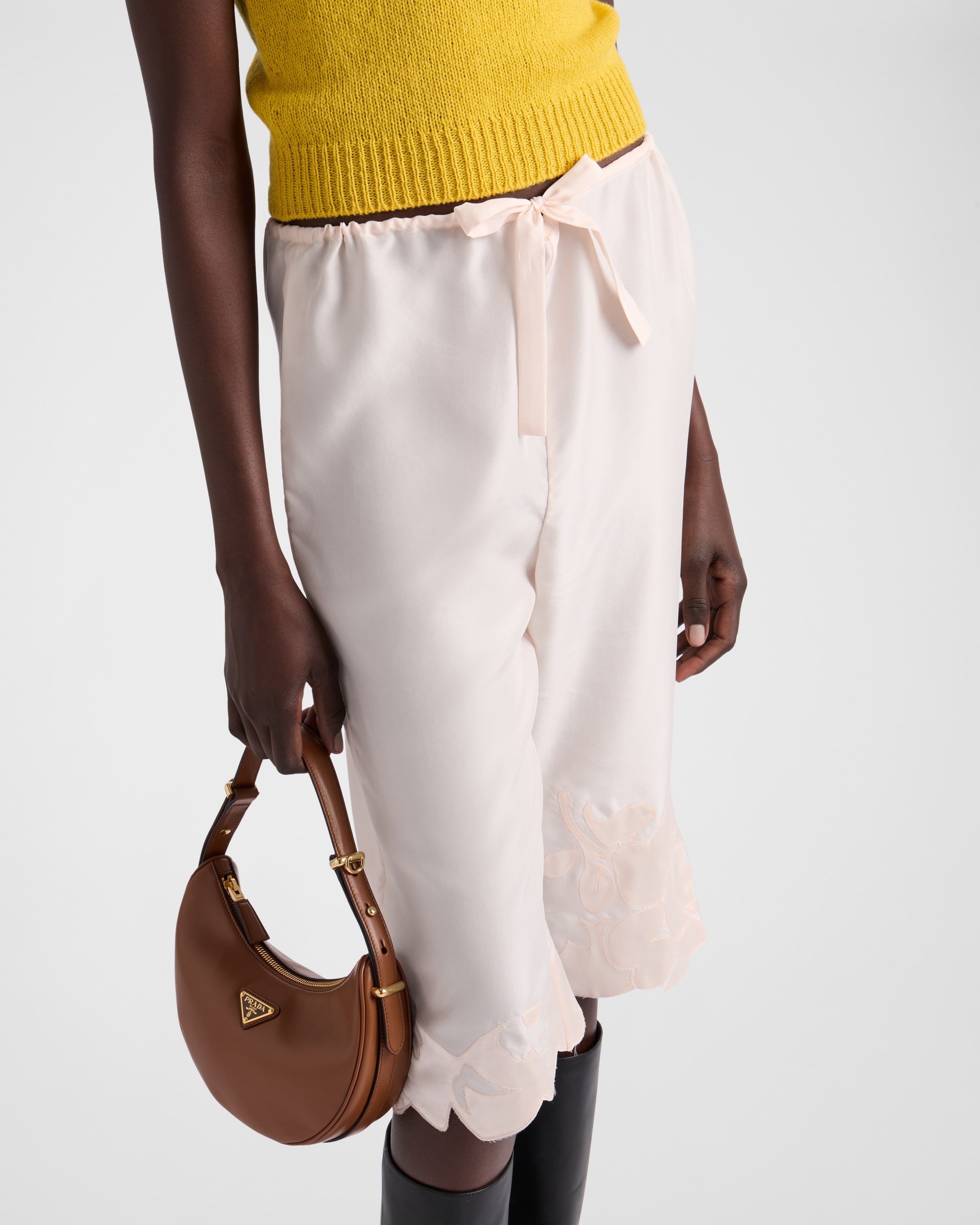 Embroidered habutai silk Bermudas - 3