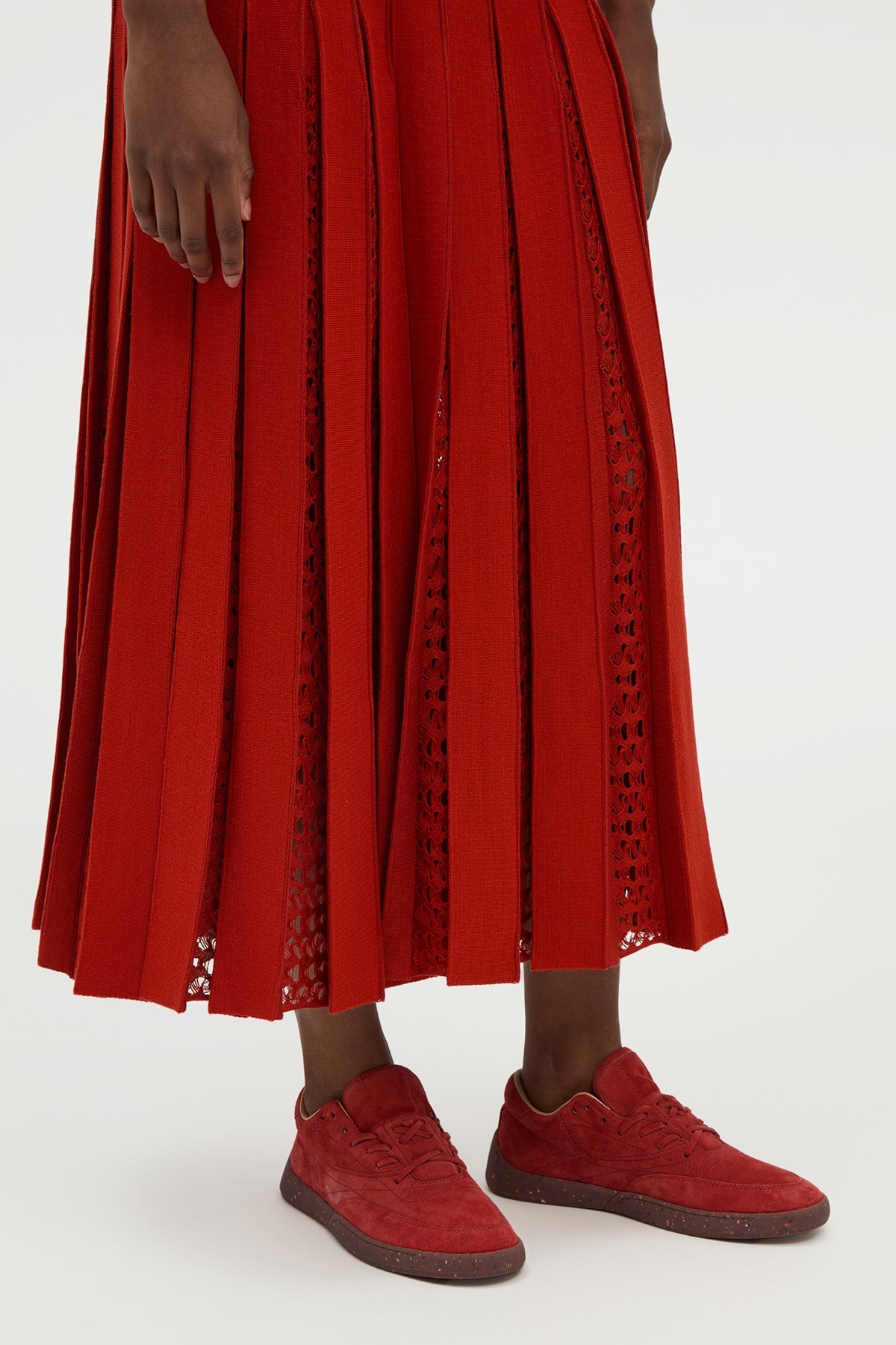 Kurt Knit Pleated Maxi Dress in Antelope Orange Merino Wool - 6