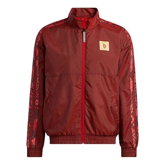 Men's adidas CNY Logo Basketball Sports Jacket Red HF5880 - 1