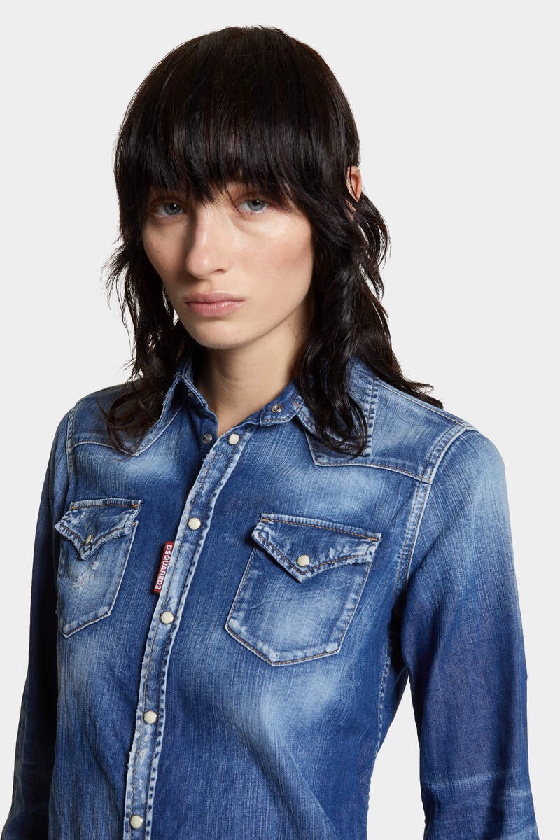LIGHT WASH CLASSIC WESTERN SHIRT - 5