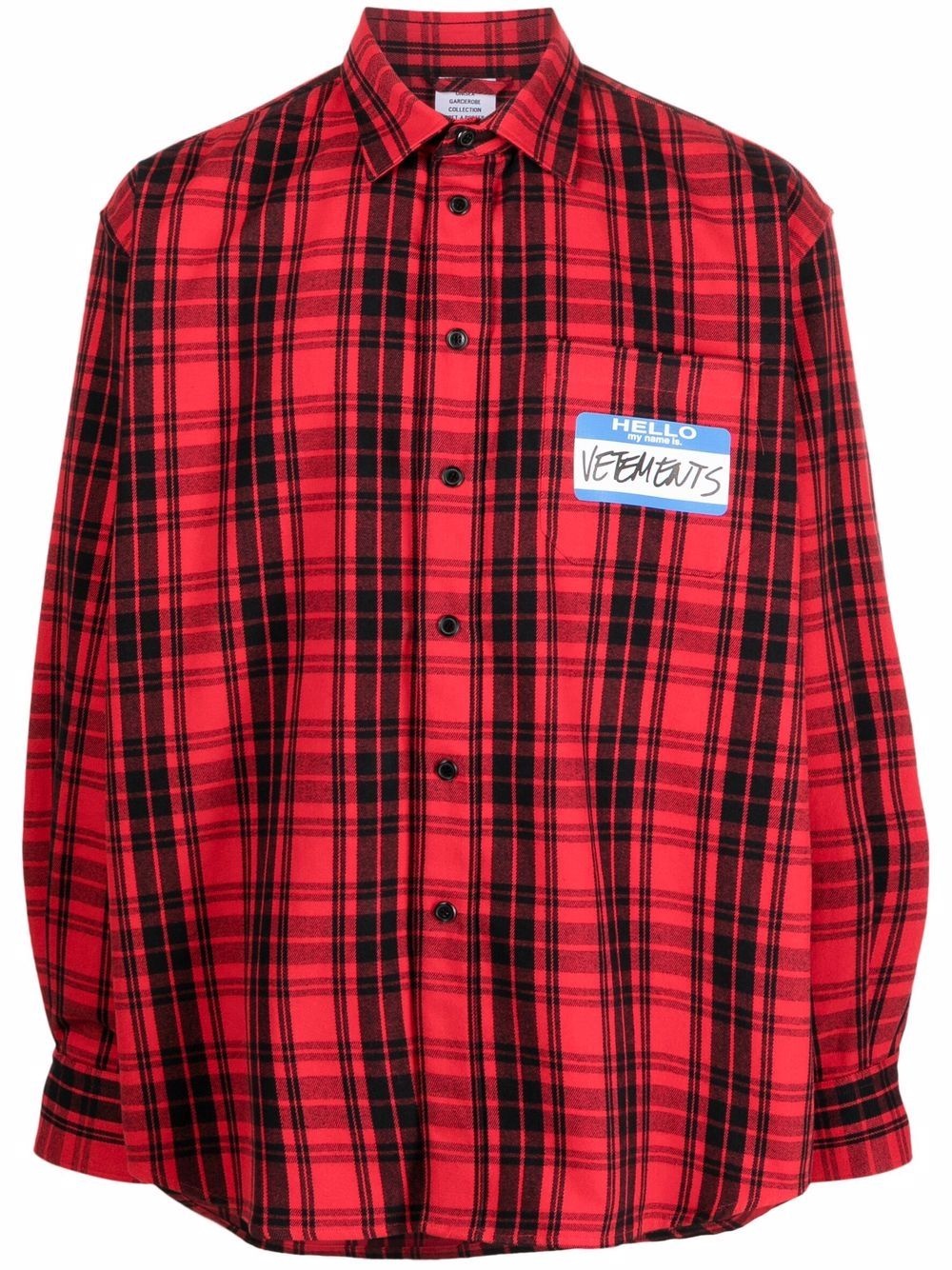 tag print plaid shirt - 1