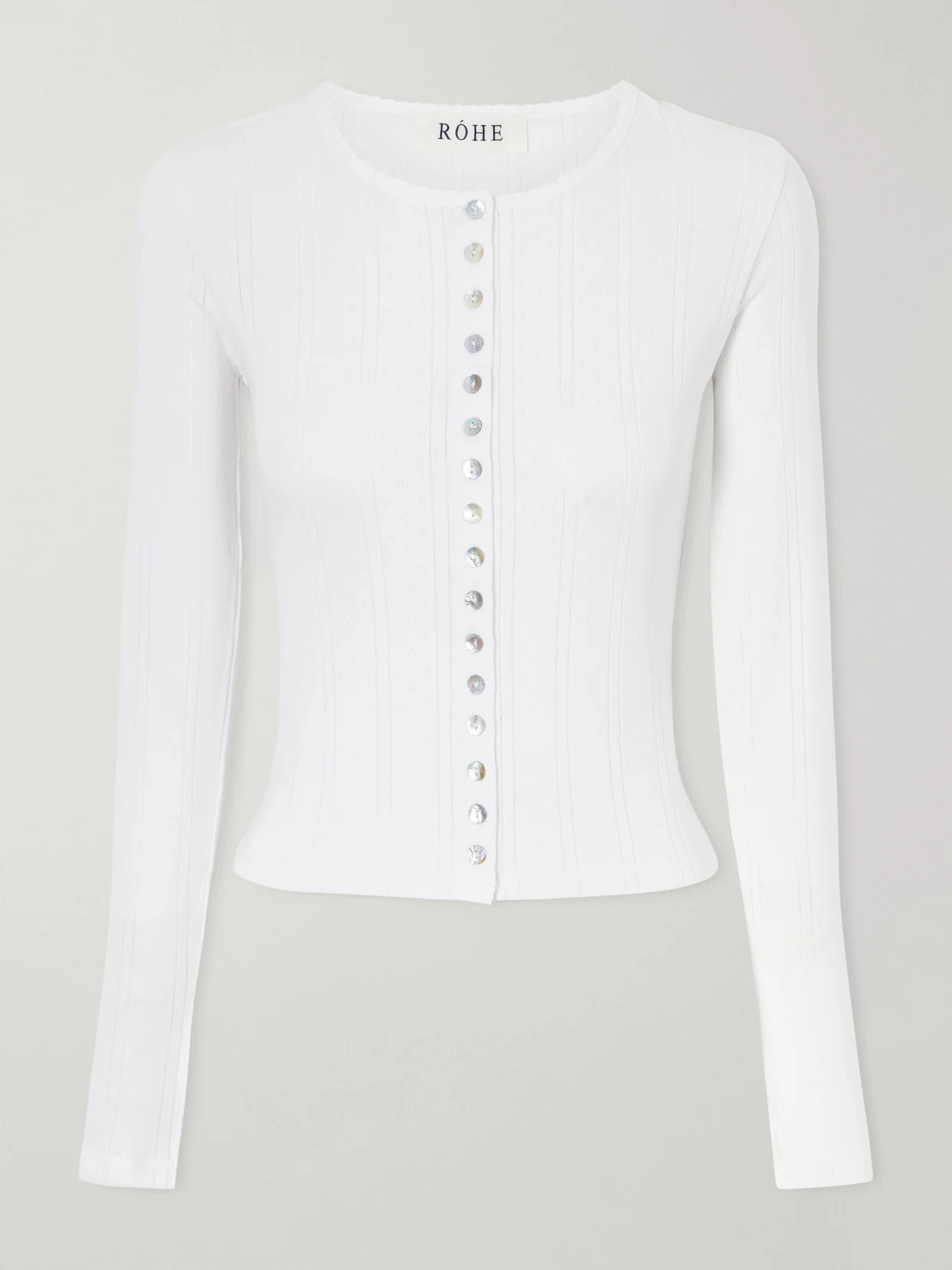 Pointelle-knit Cotton-jersey Cardigan - 1