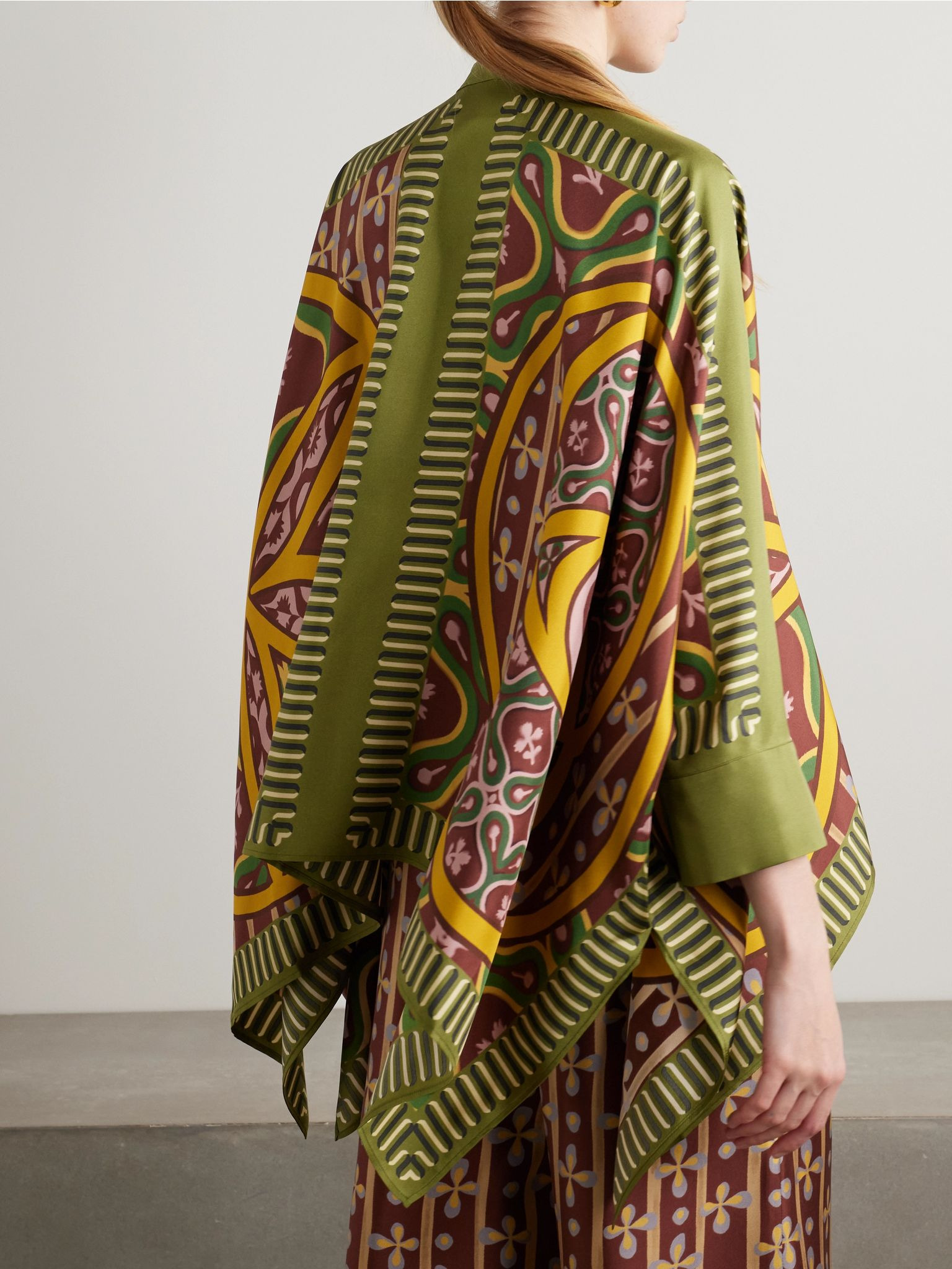 Foulard printed silk-twill shirt Yellow - 3