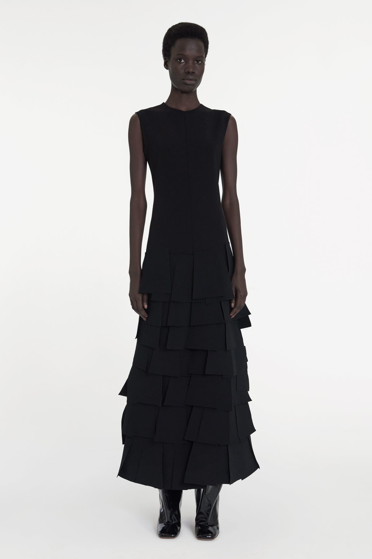 SLEEVELESS DRESS WITH LASER CUT ELEMENTS BLACK - 9