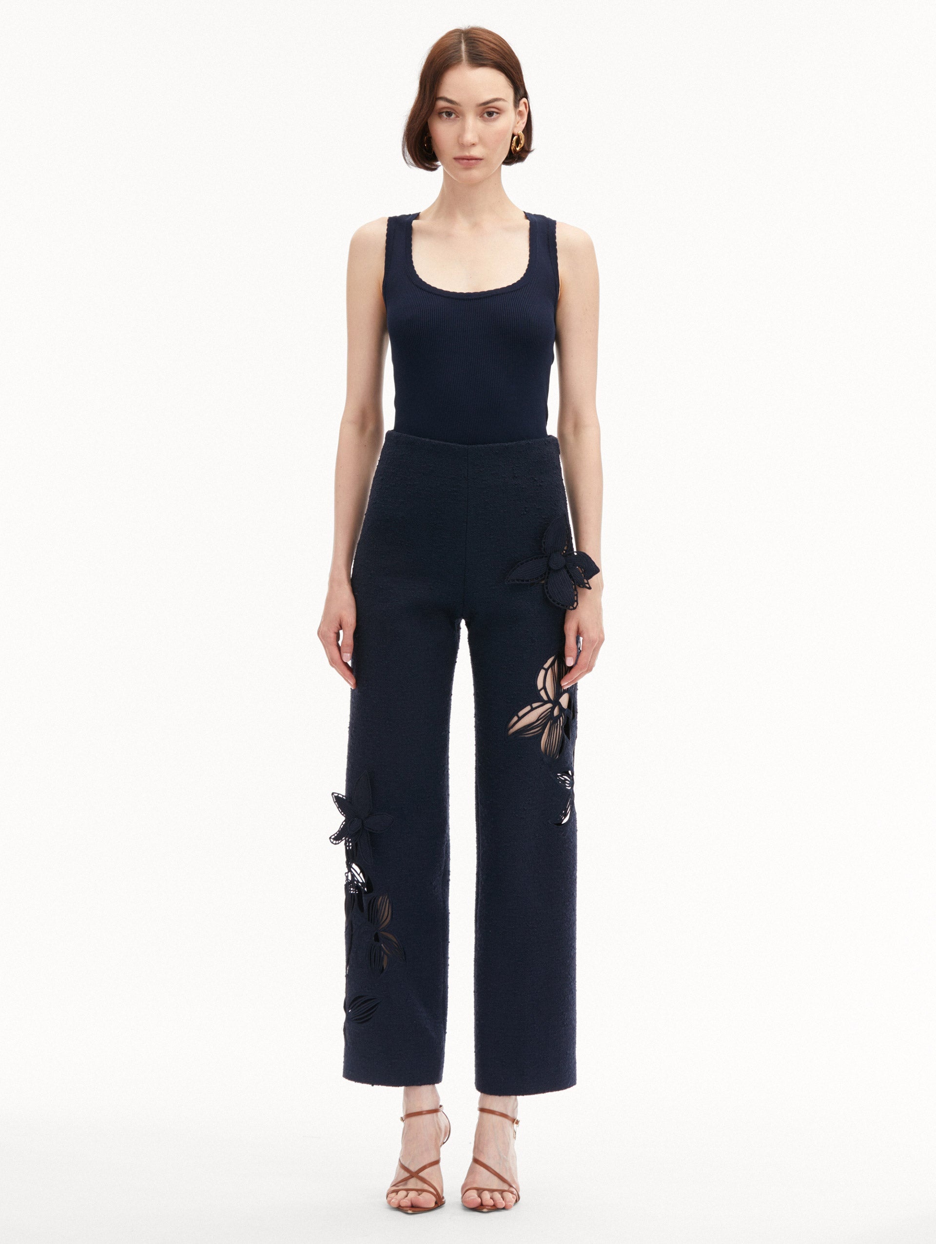 ORCHID EMBROIDERED TWEED PANT - 2