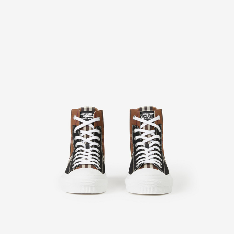 Burberry Vintage Check Cotton and Neoprene High-top Sneakers outlook