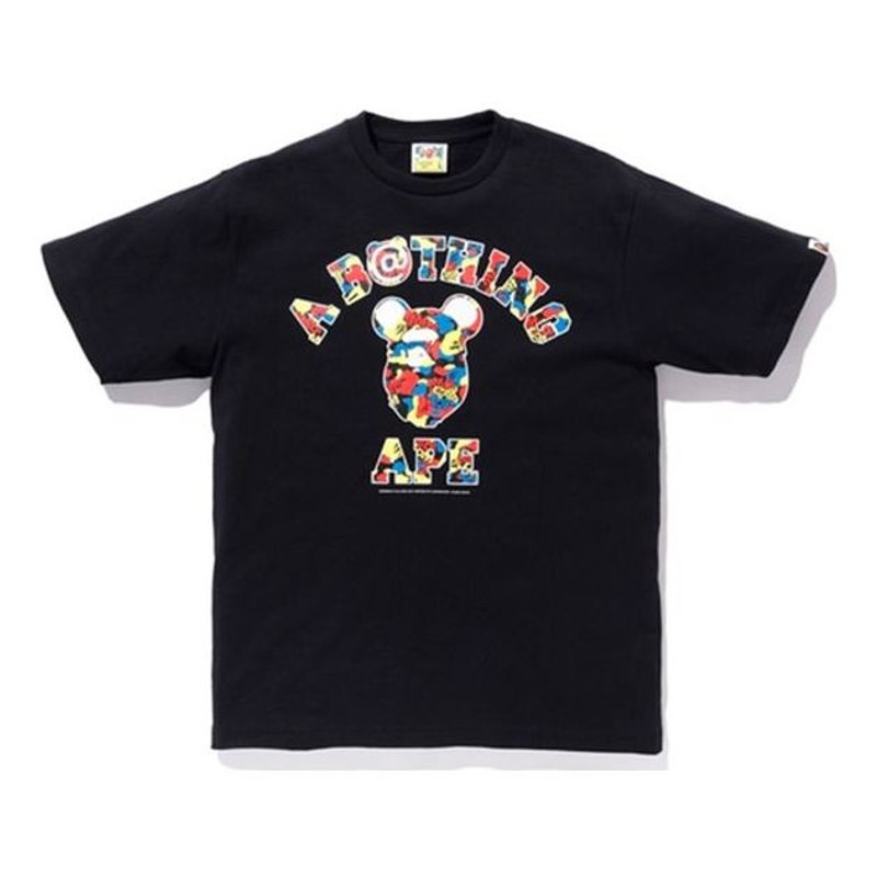 A Bathing Ape x Medicom Toy Camo College Tee 'Black' 1F73-110-907 - 1