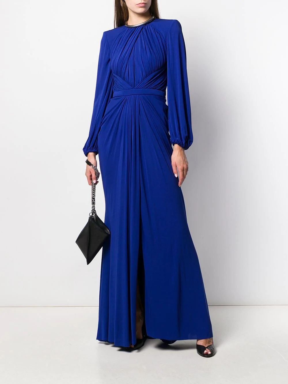 gathered front evening dress - 2