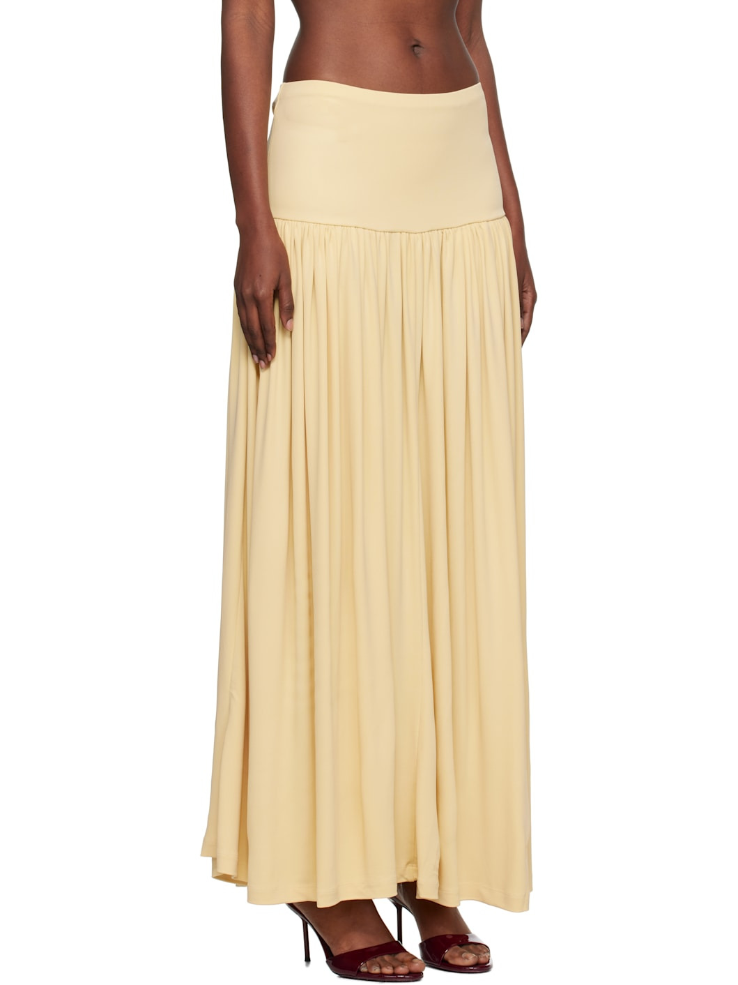 Yellow Gathered Maxi Skirt - 2