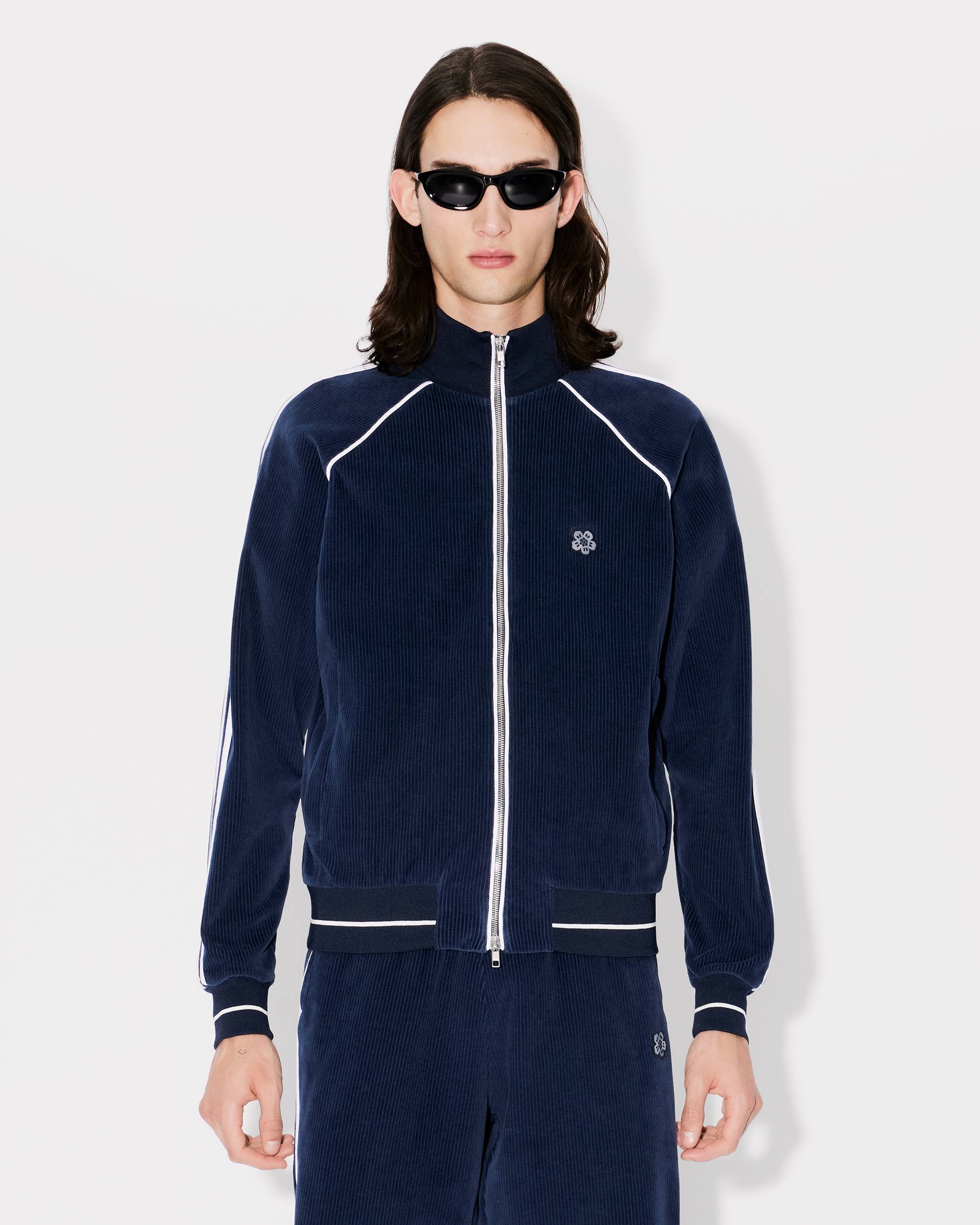 Embroidered velvet track jacket - 3
