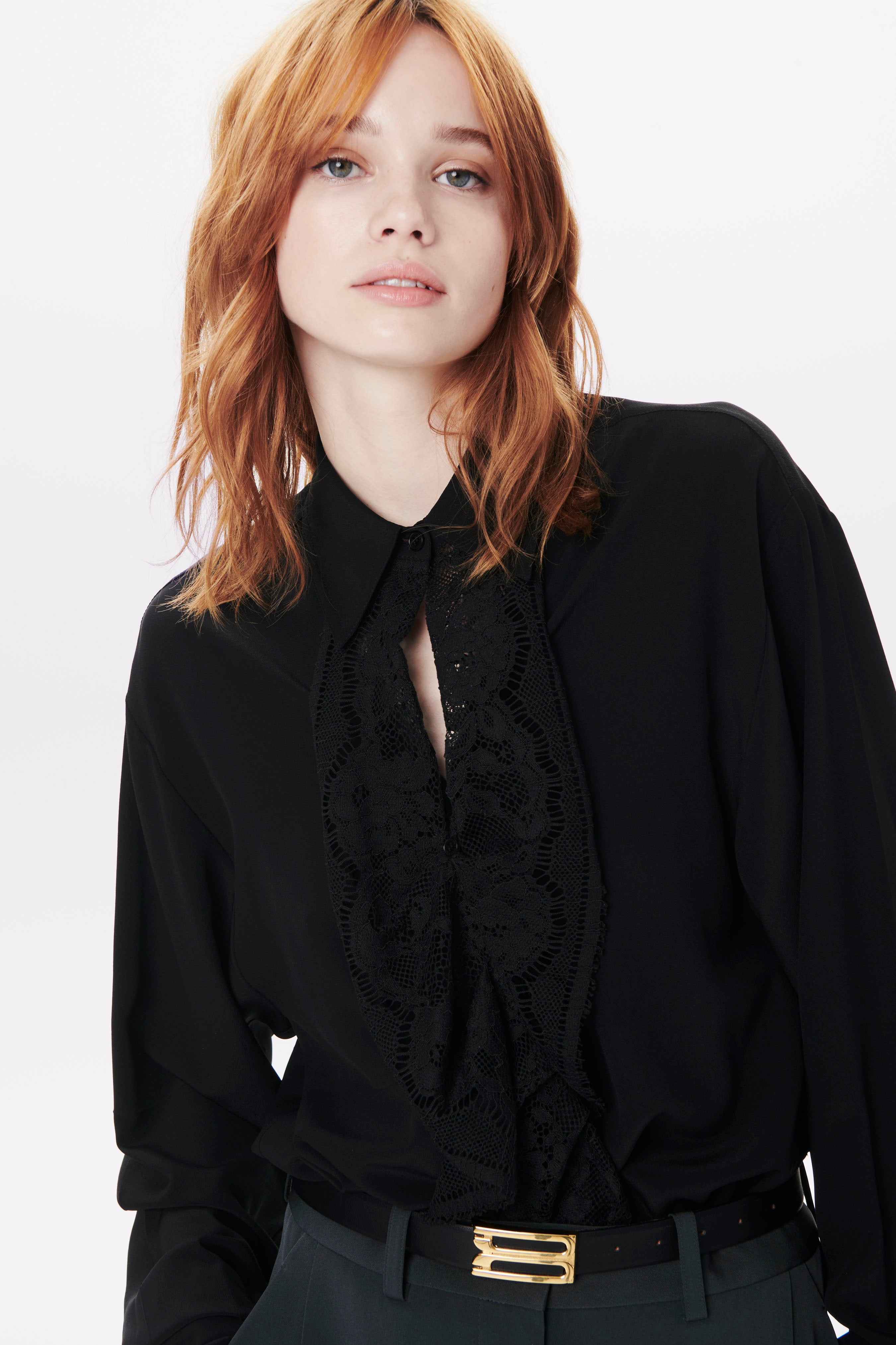 Lace Detail Blouse in Black - 4