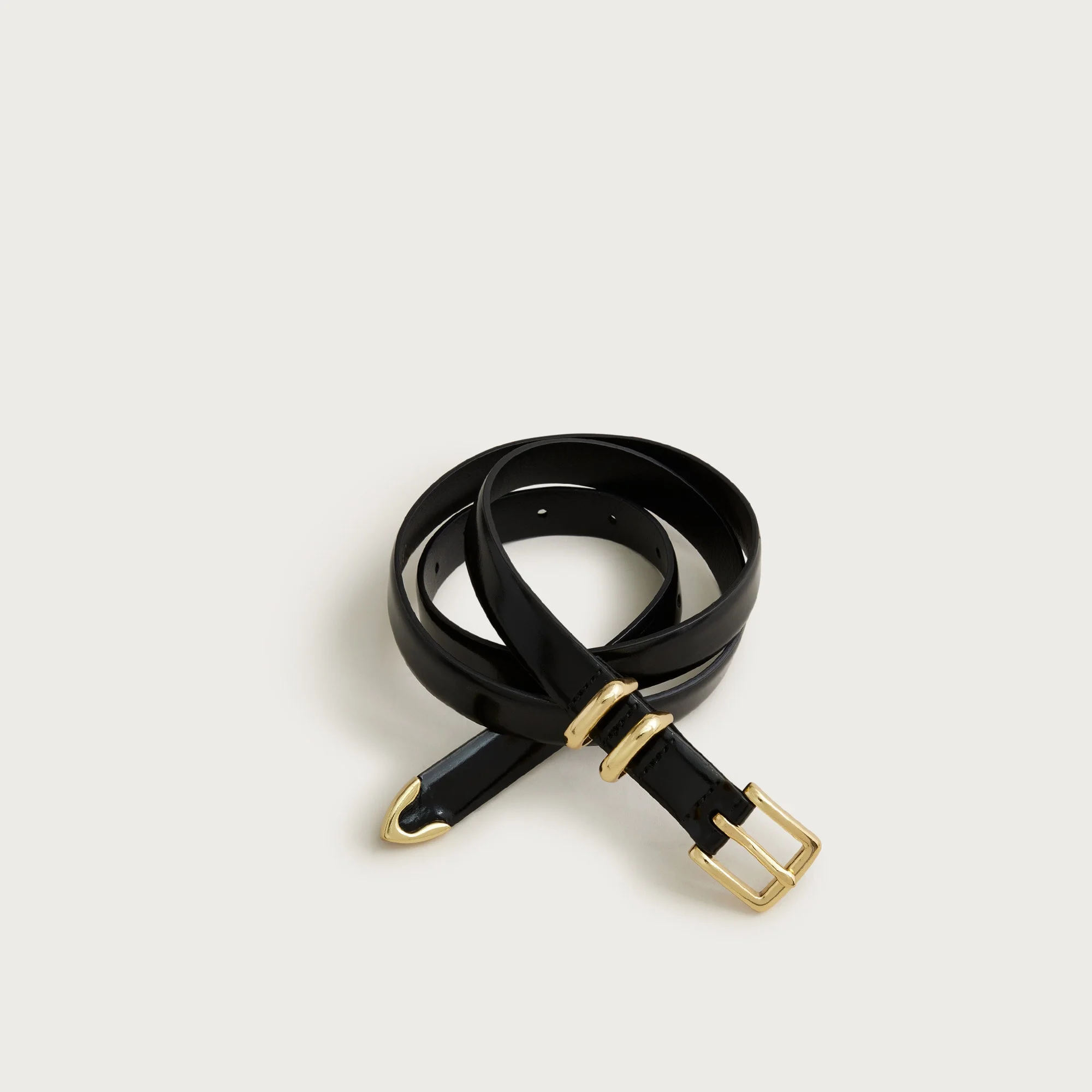 Thin spazzolato Italian leather belt - 1