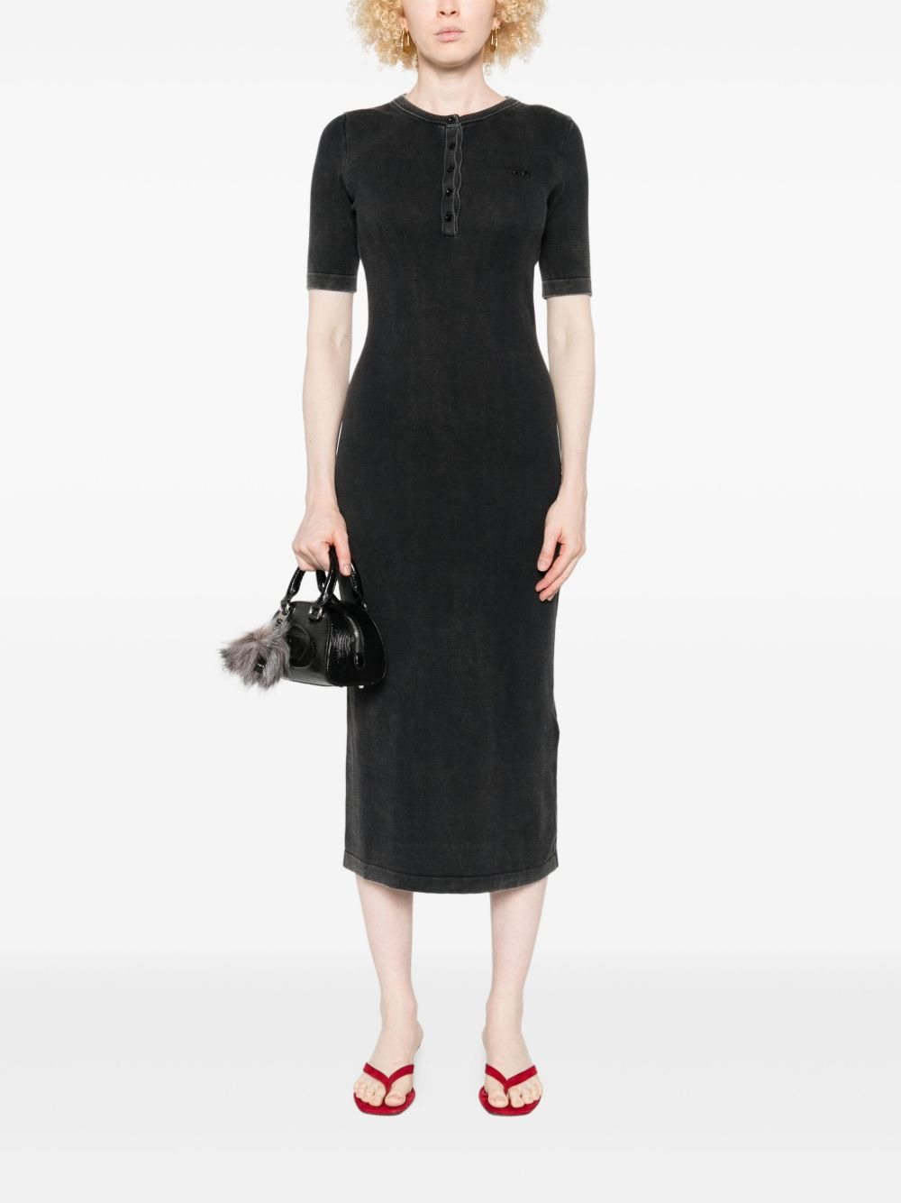 button-fastening short-sleeve dress - 2