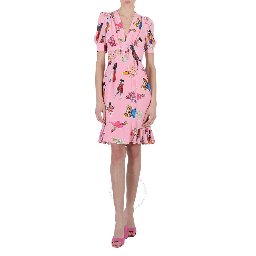 Moschino Ladies Fantasy Print Pink Illustration Print Dress - 4