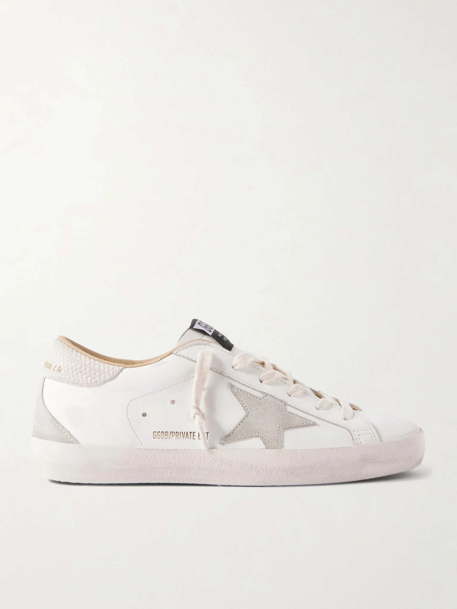 Super-Star distressed suede-trimmed leather sneakers White - 1