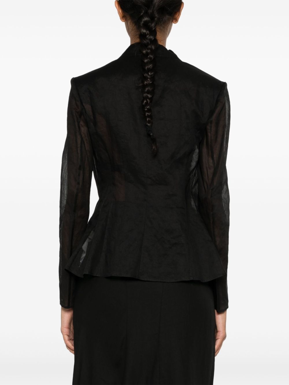 double-breasted semi-sheer blazer - 4