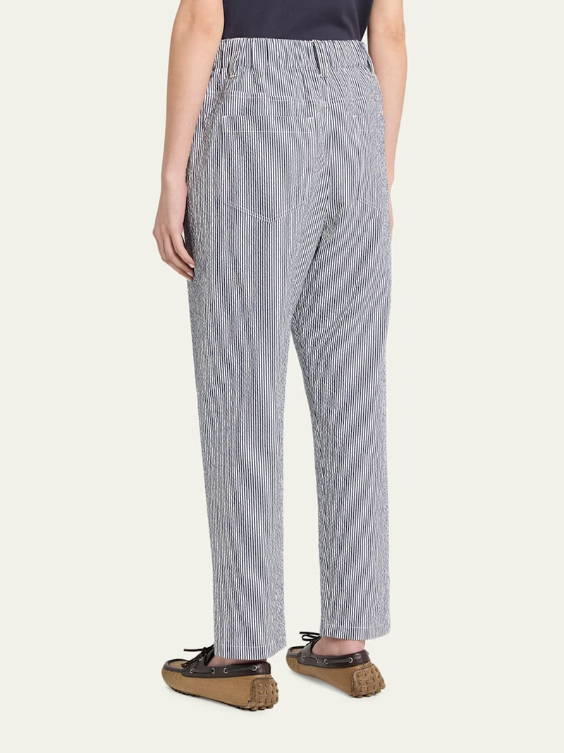 Cotton Seersucker Straight-Leg Ankle Pants 3