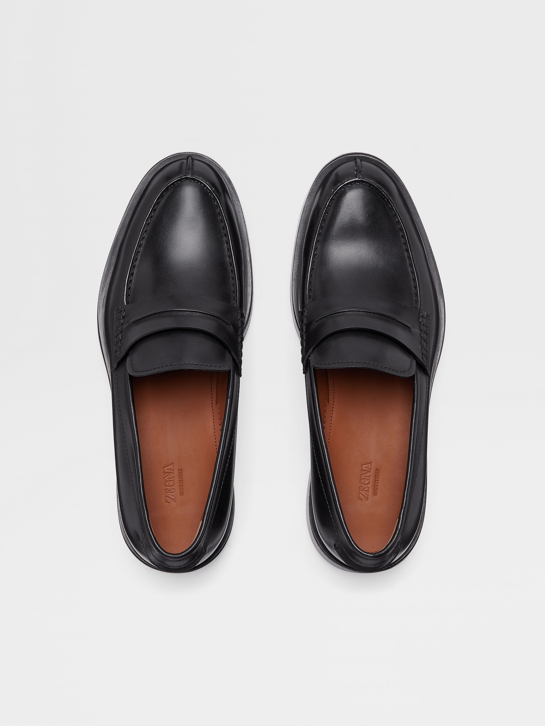 BLACK HAND-BUFFED LEATHER UDINE LOAFERS - 5