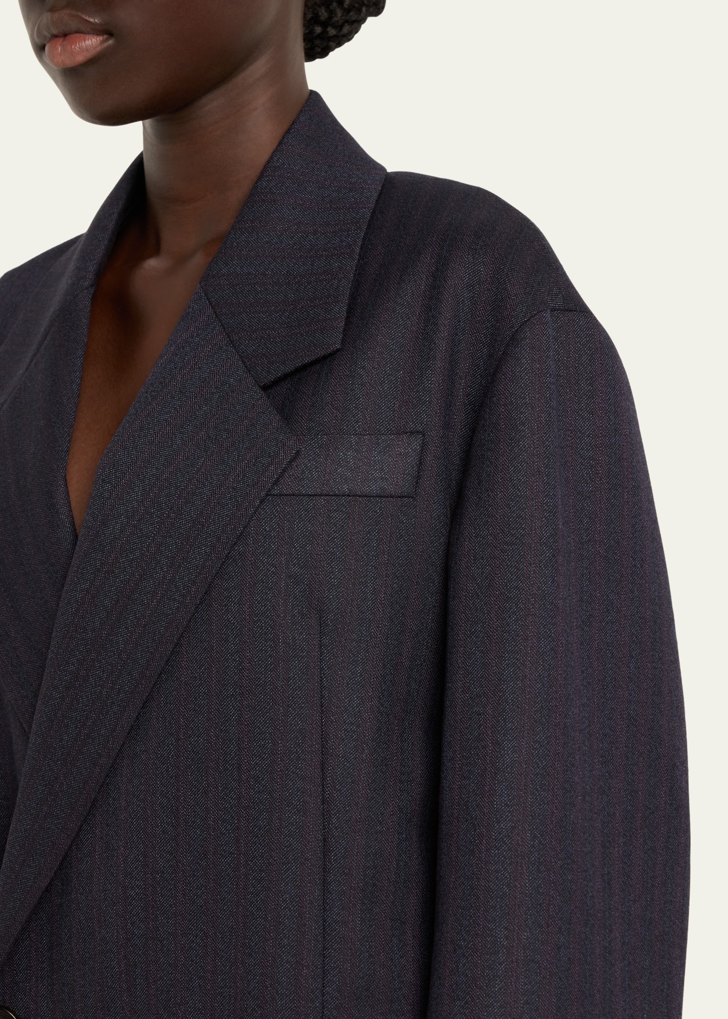 Subtle Stripe Double-Breasted Wool Jacket - 5