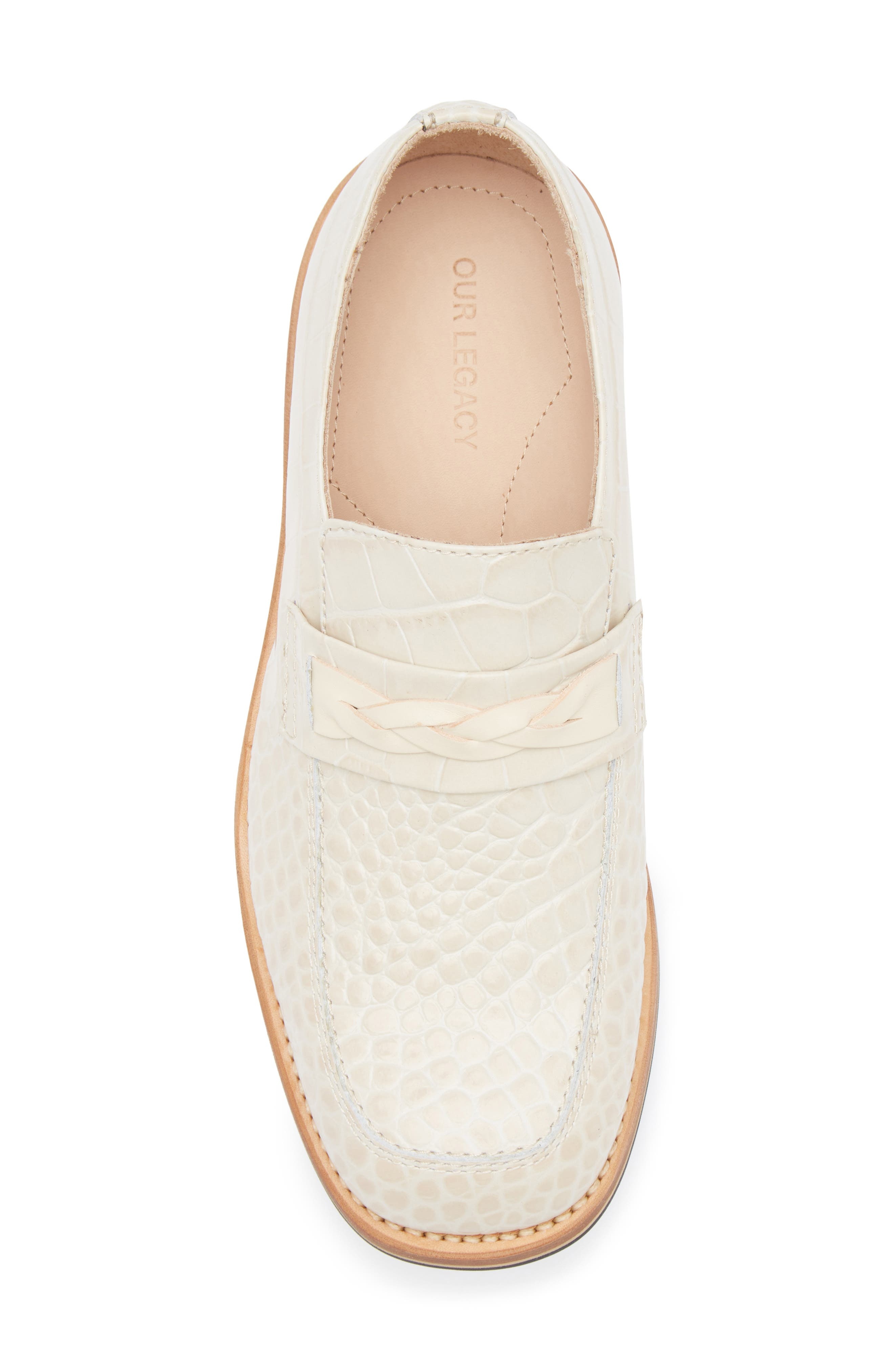 OUR LEGACY Nakano Croc Embossed Leather Loafer in Vanilla Croc Bull Hide at Nordstrom - 5