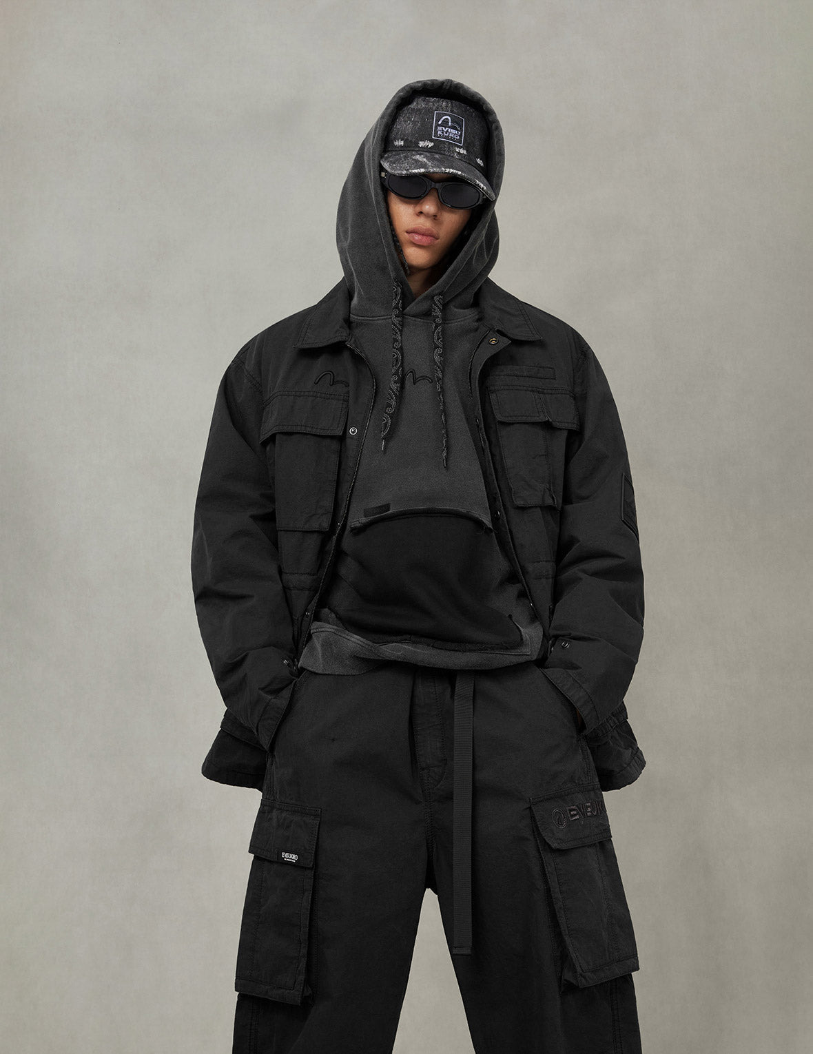 EVISUKURO Embroidery and Bio-washed Relax Fit Jacket - 9