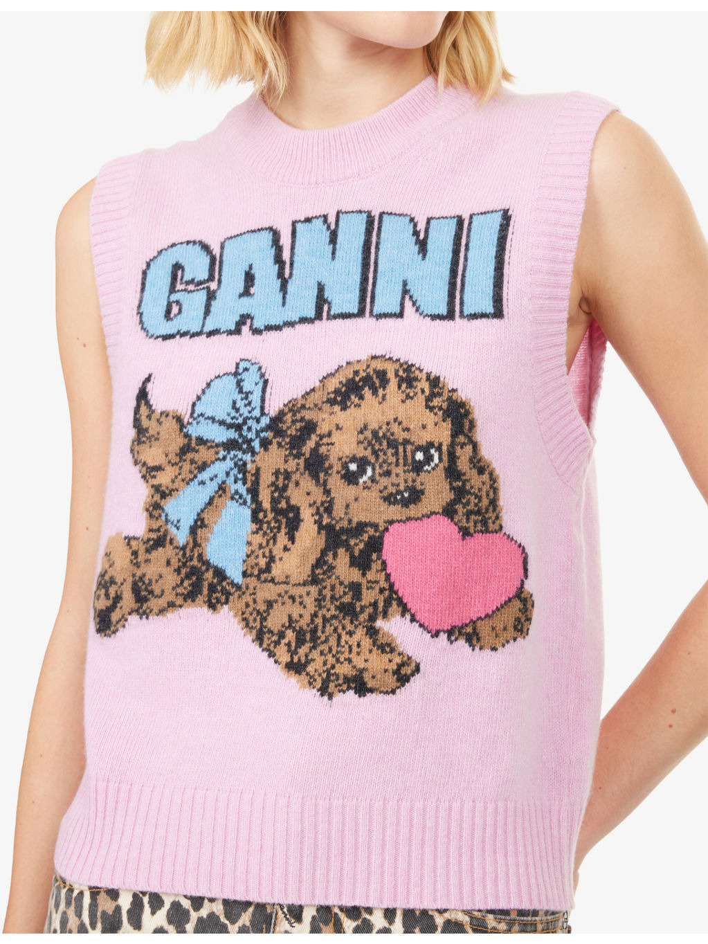 Puppy Round-Neck Wool-Blend Vest - 5