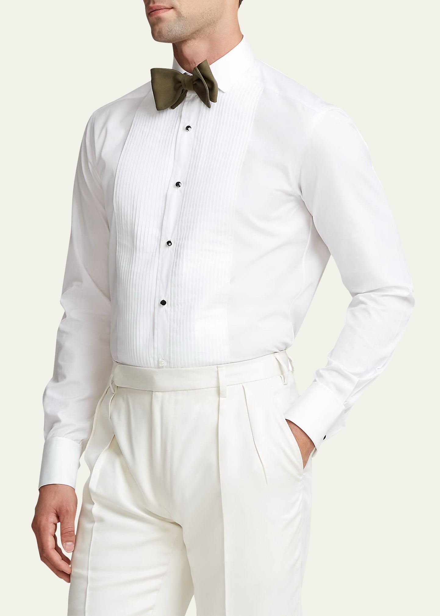 Men's Dexter Pleated-Bib Tuxedo Shirt - 4