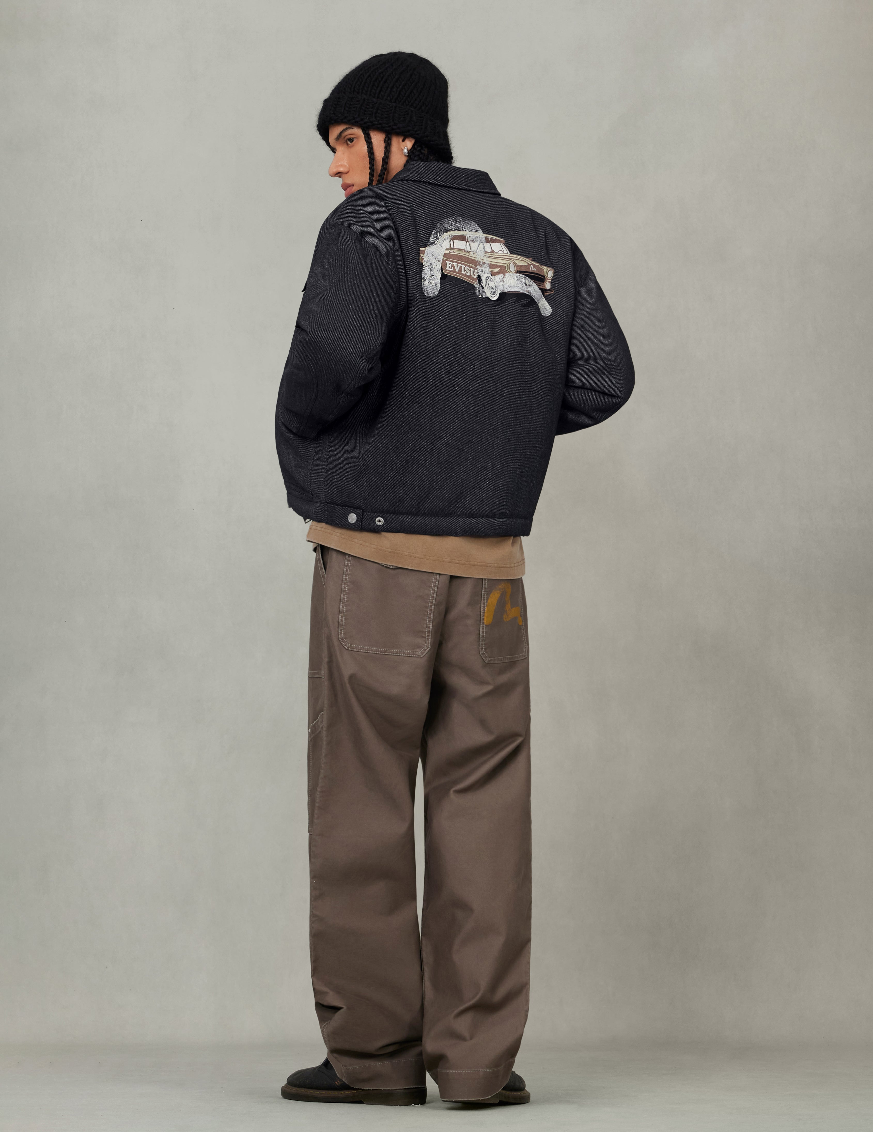 Classic 50s Car and Seagull Print Relax Fit Work Jacket - 6