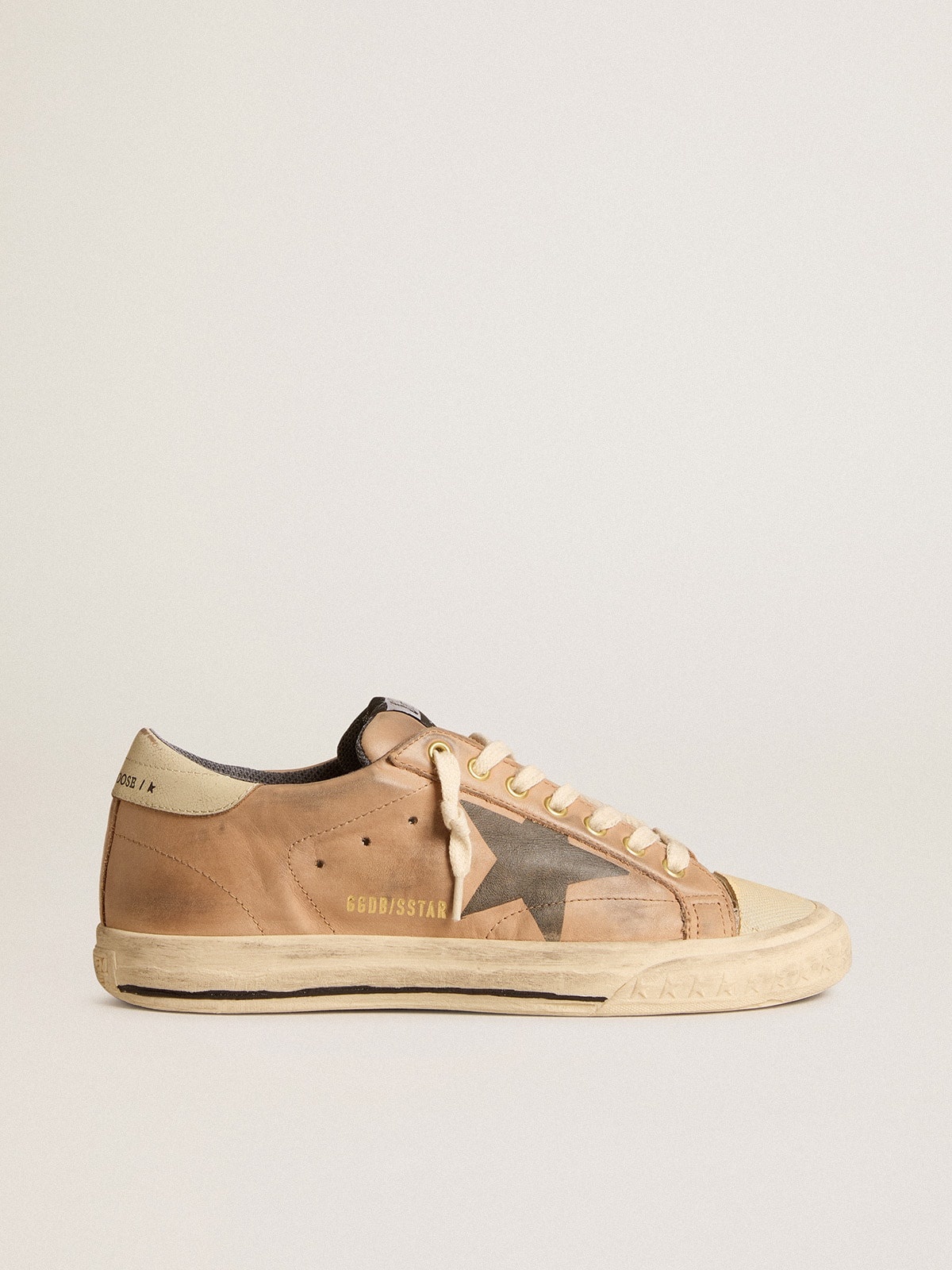 Super-Star in beige nubuck with black printed star and leather heel tab - 1