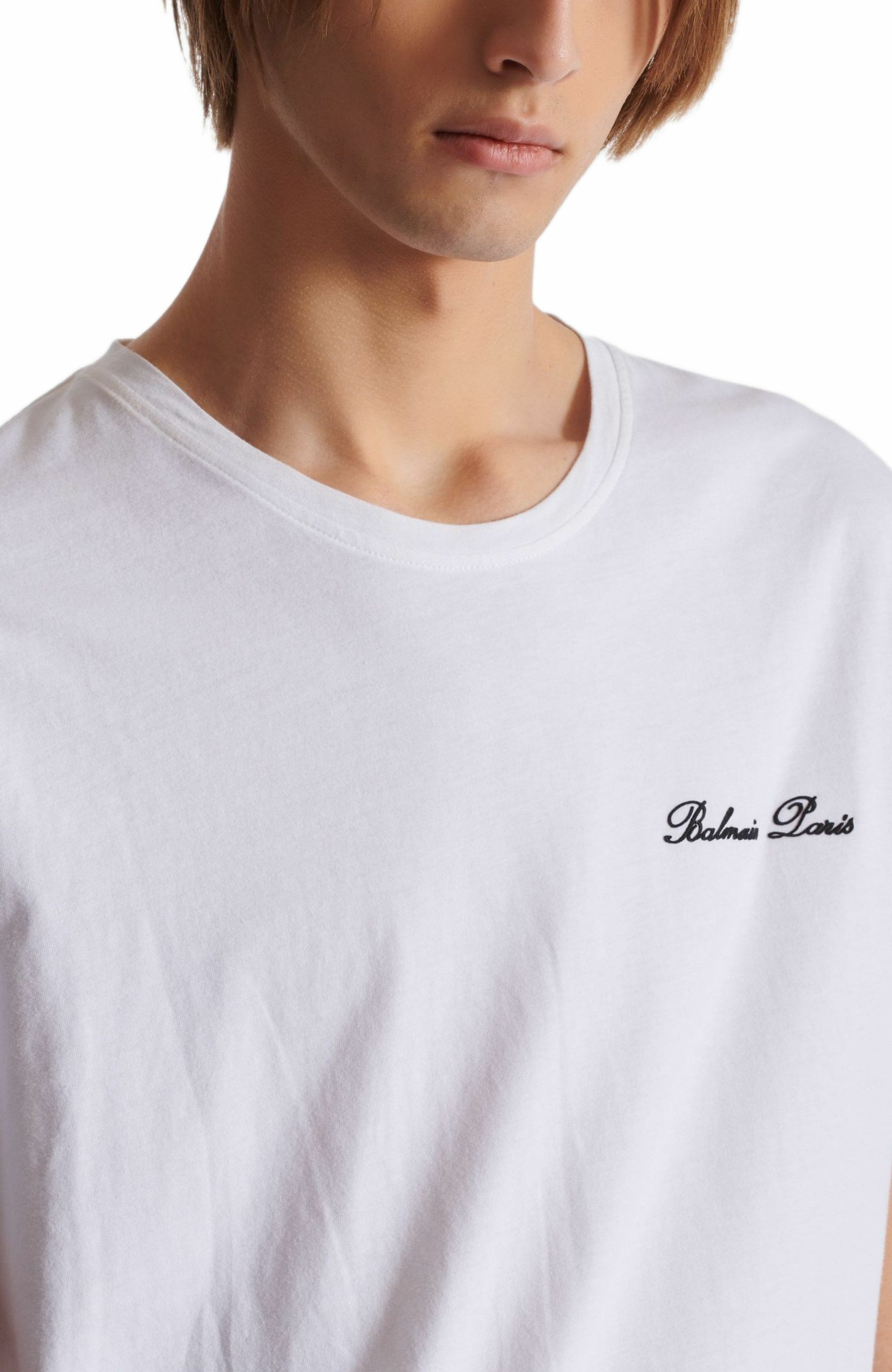 Embroidered Balmain Signature T-shirt in White at Nordstrom - 7